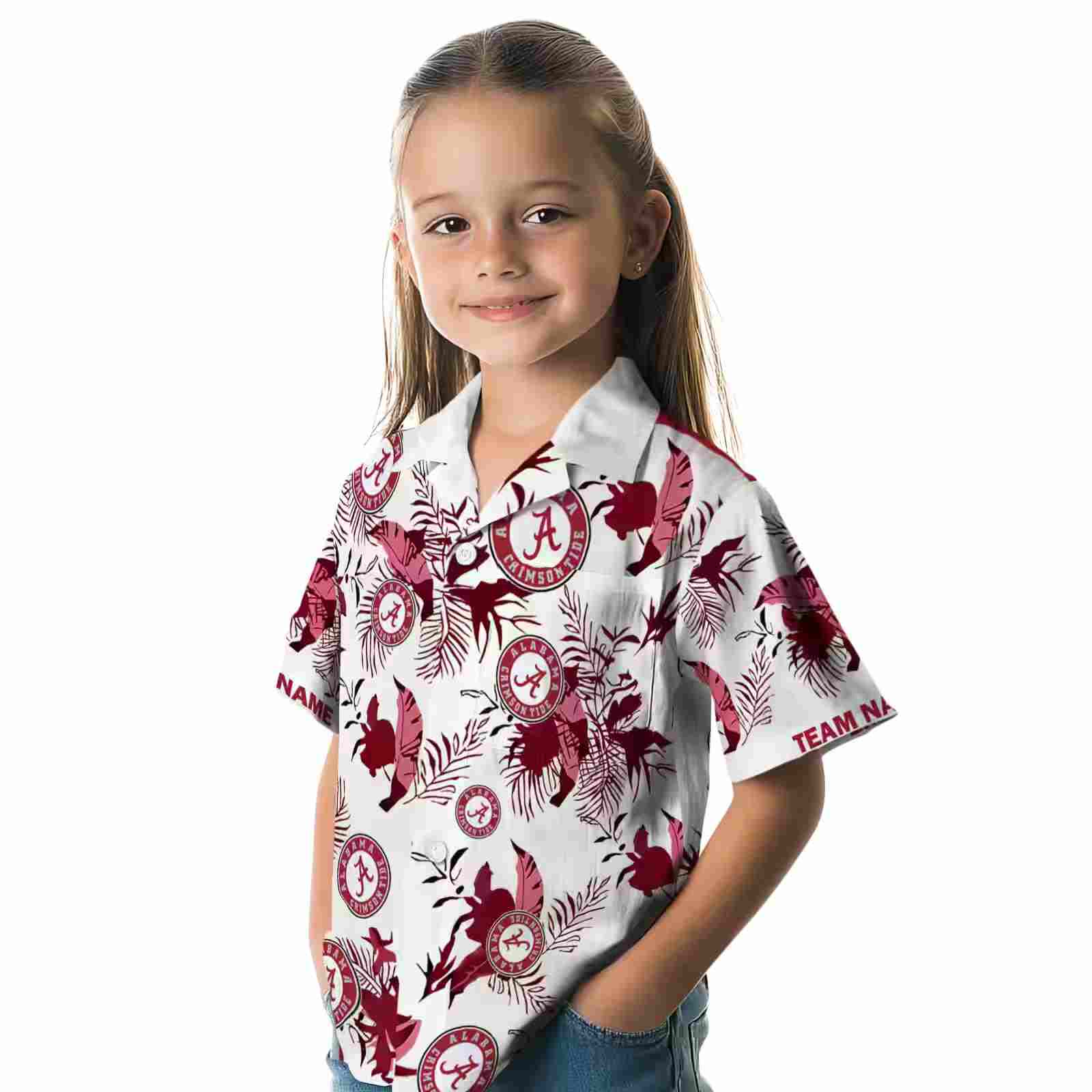 personalized alabama crimson tide botanical theme crimson white hawaiian shirt premium grade