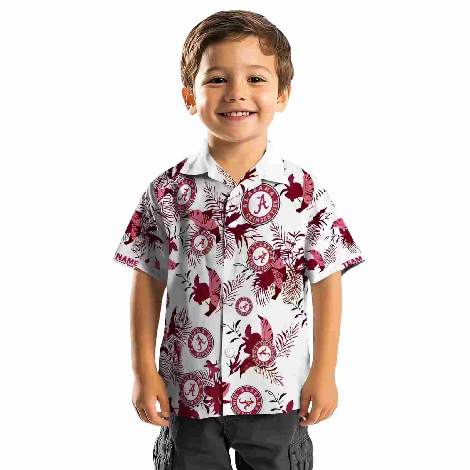 personalized alabama crimson tide botanical theme crimson white hawaiian shirt top rated