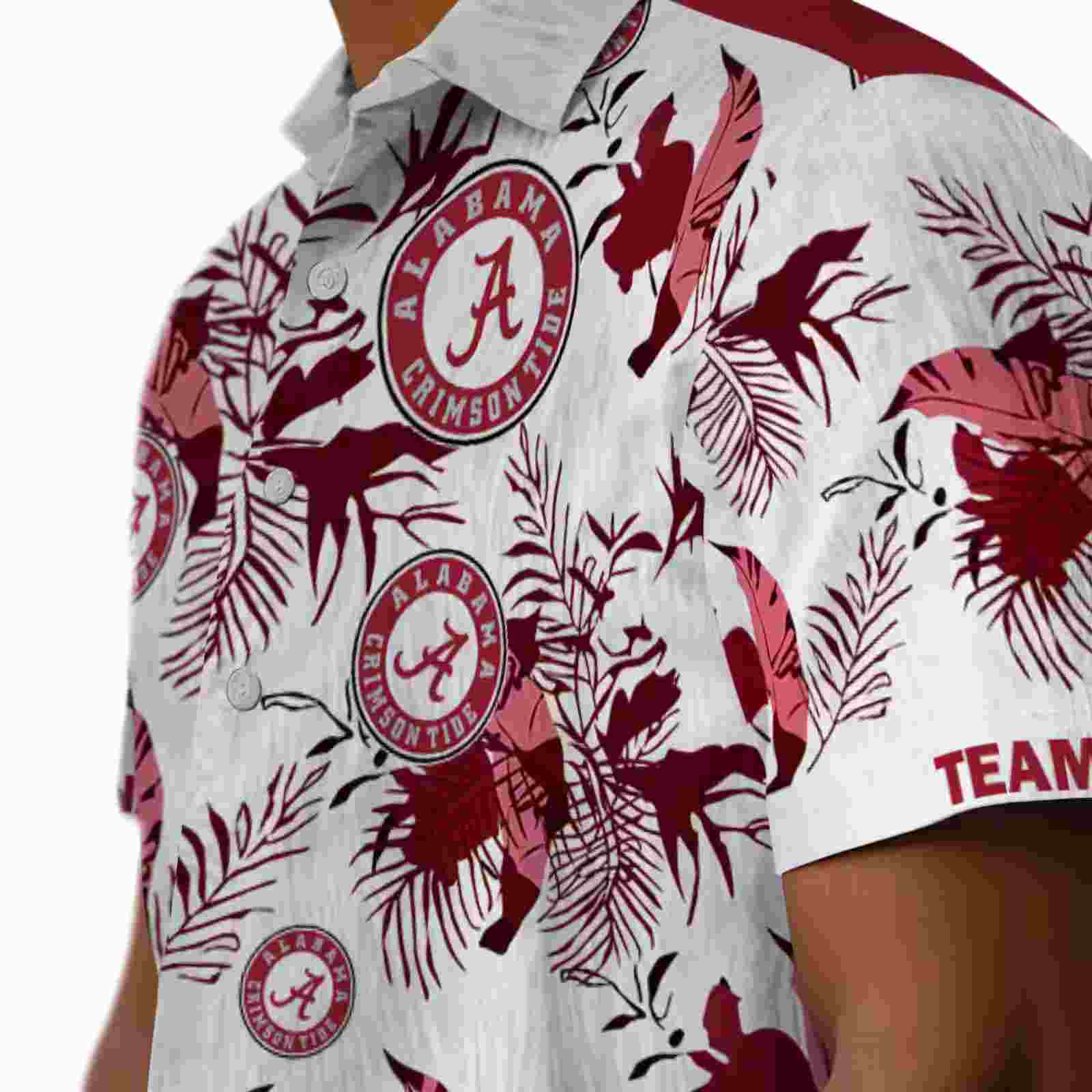 personalized alabama crimson tide botanical theme crimson white hawaiian shirt trendy