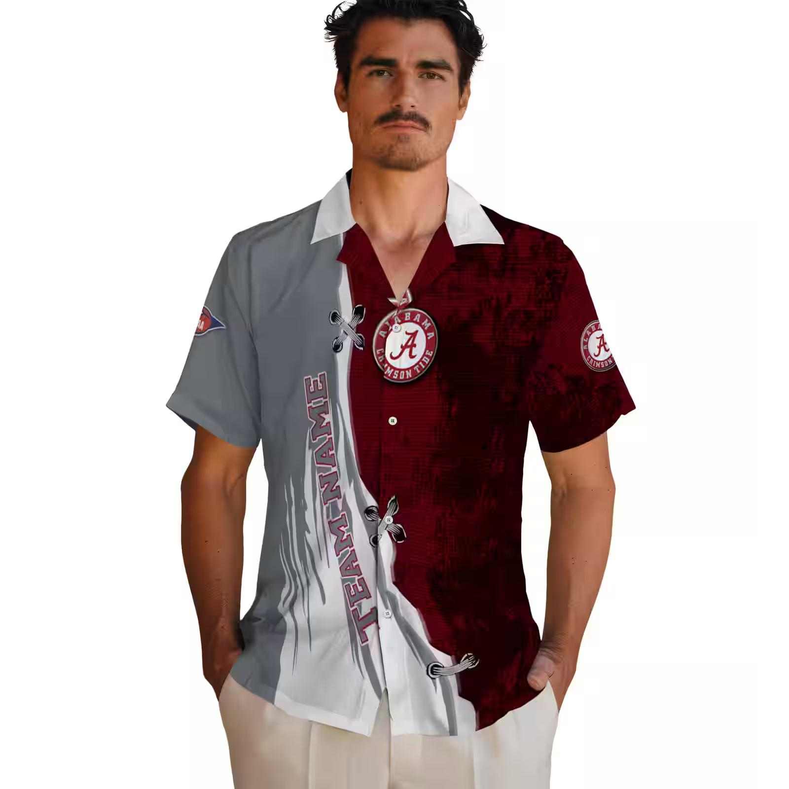 personalized alabama crimson tide edgy streaks crimson white hawaiian shirt fashion forward