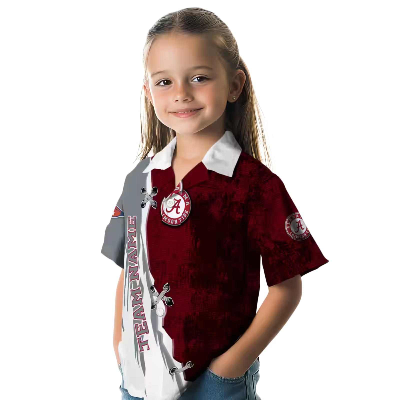 personalized alabama crimson tide edgy streaks crimson white hawaiian shirt premium grade