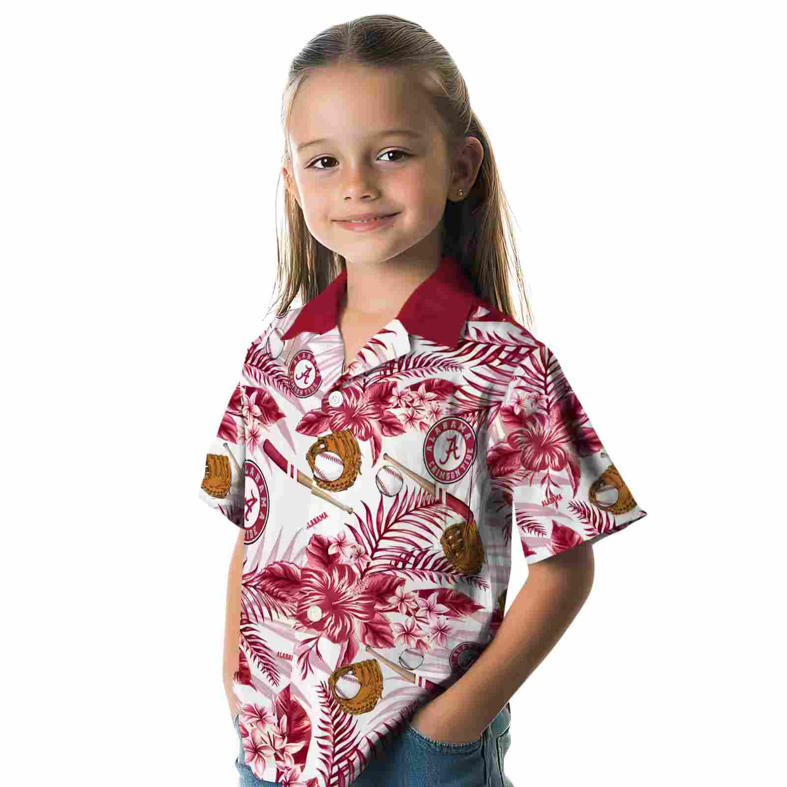 personalized alabama crimson tide floral baseball crimson white hawaiian shirt premium grade