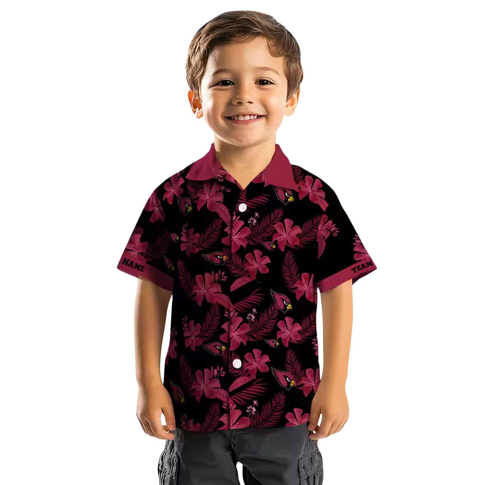 personalized arizona cardinals botanical print black hawaiian shirt top rated