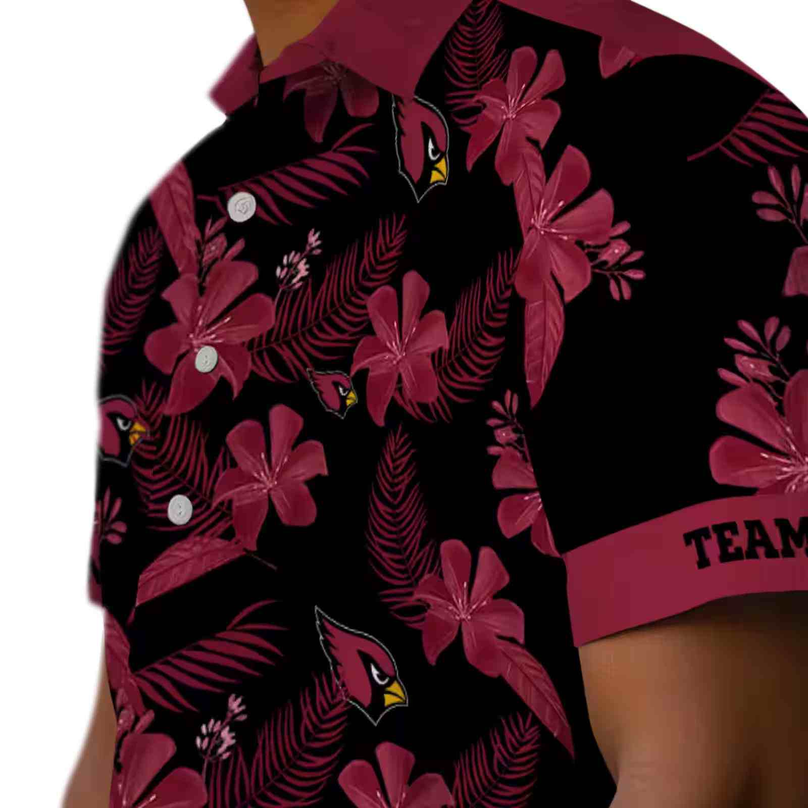 personalized arizona cardinals botanical print black hawaiian shirt trendy