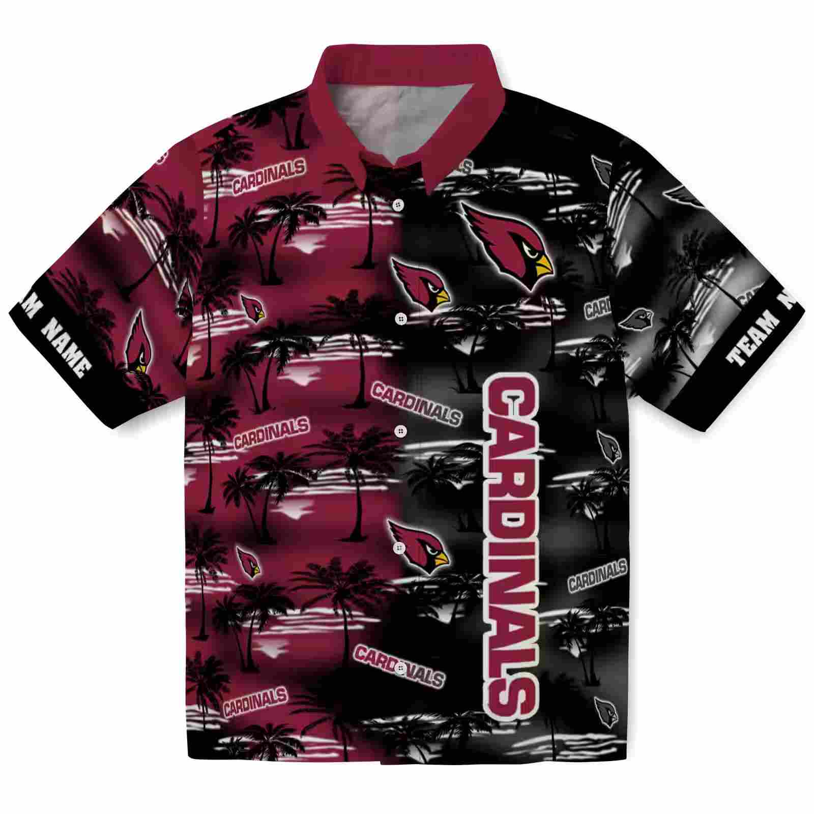 Personalized Arizona Cardinals Palm Silhouettes Red Hawaiian Shirt