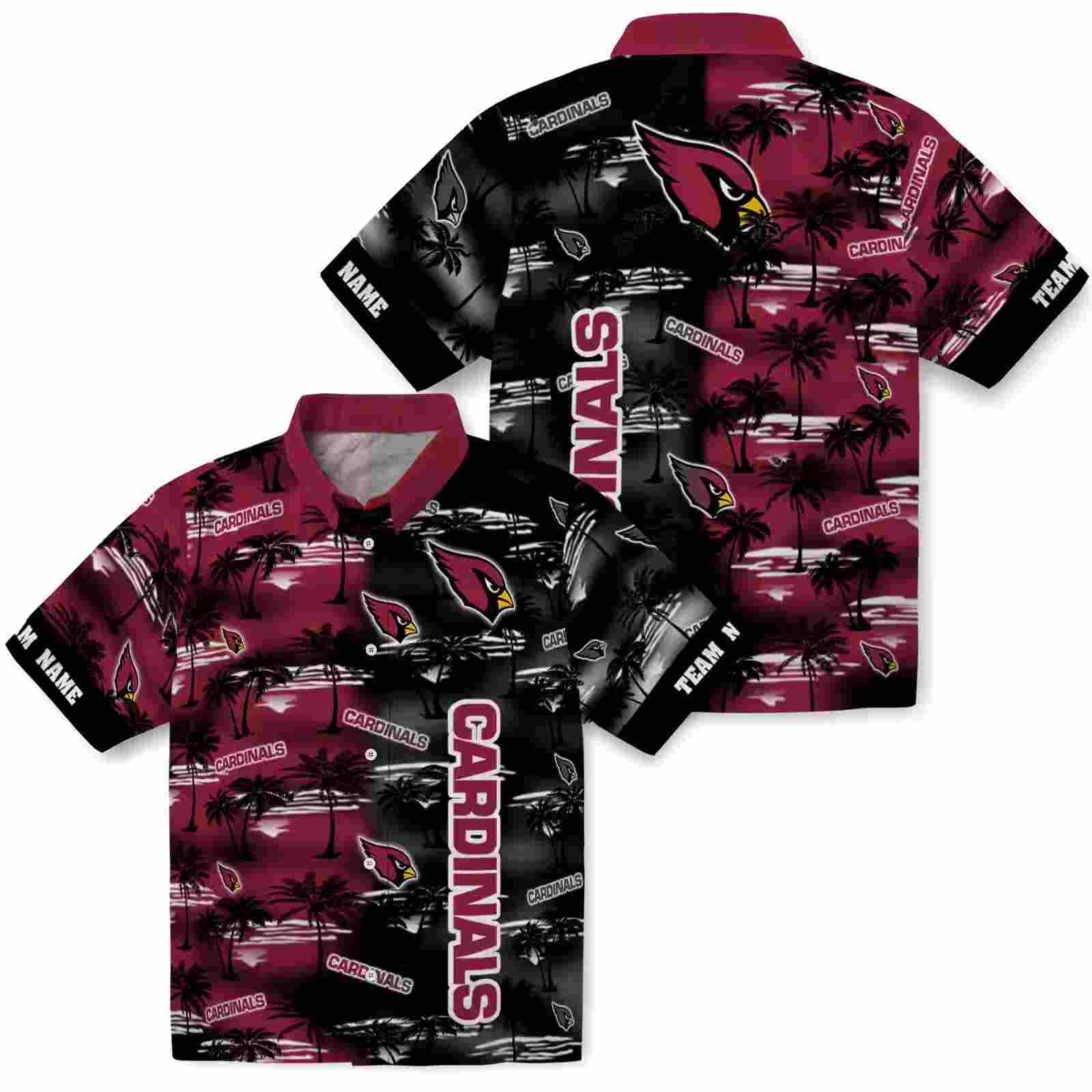 personalized arizona cardinals palm silhouettes red hawaiian shirt high quality