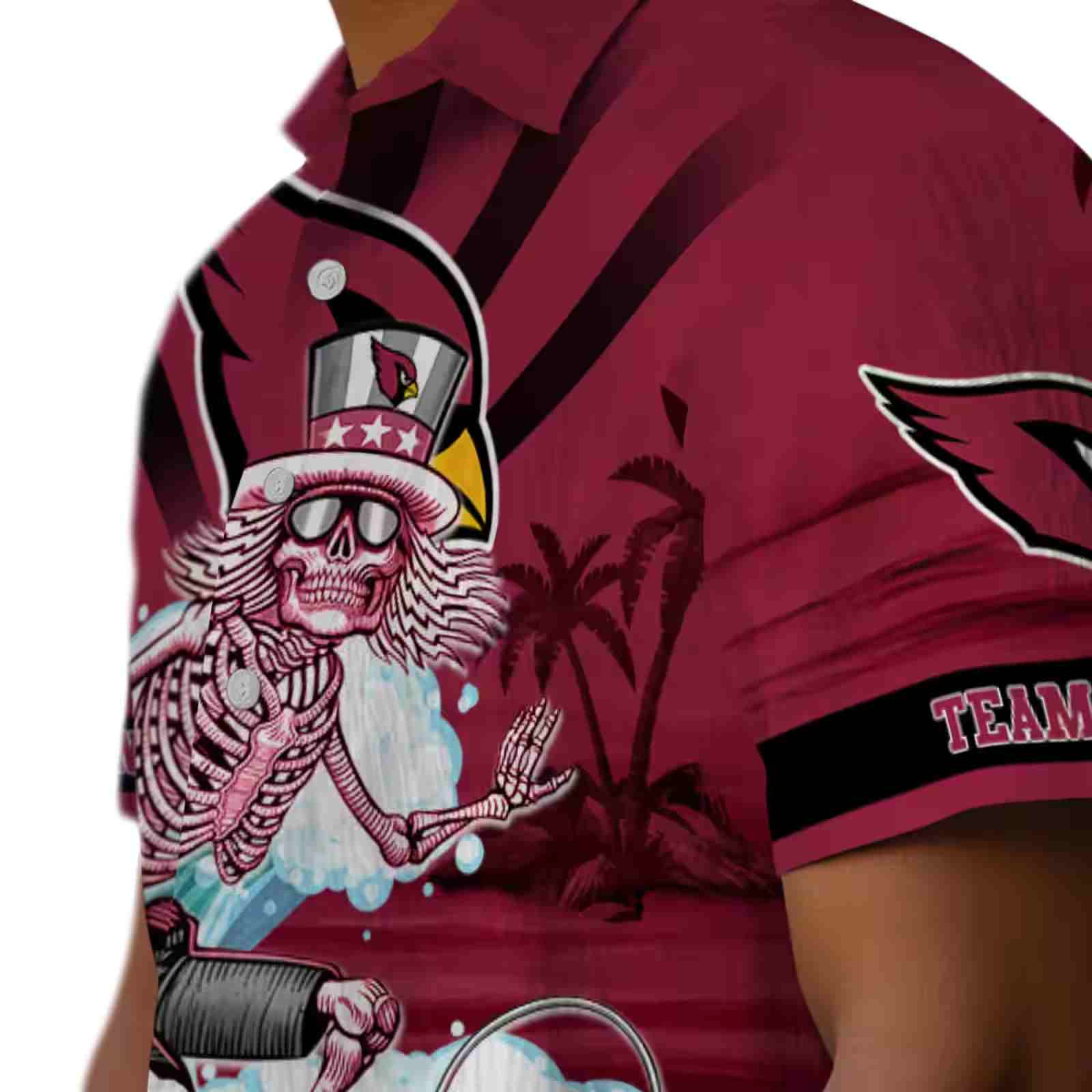 personalized arizona cardinals surfing skeleton red blue hawaiian shirt trendy