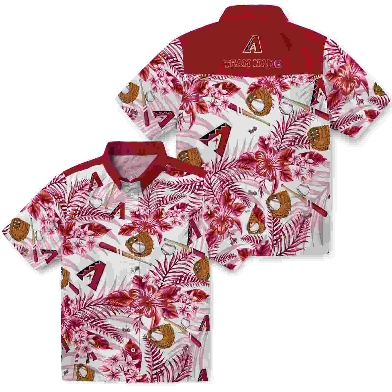 personalized arizona diamondbacks floral baseball red white hawaiian shirt high quality