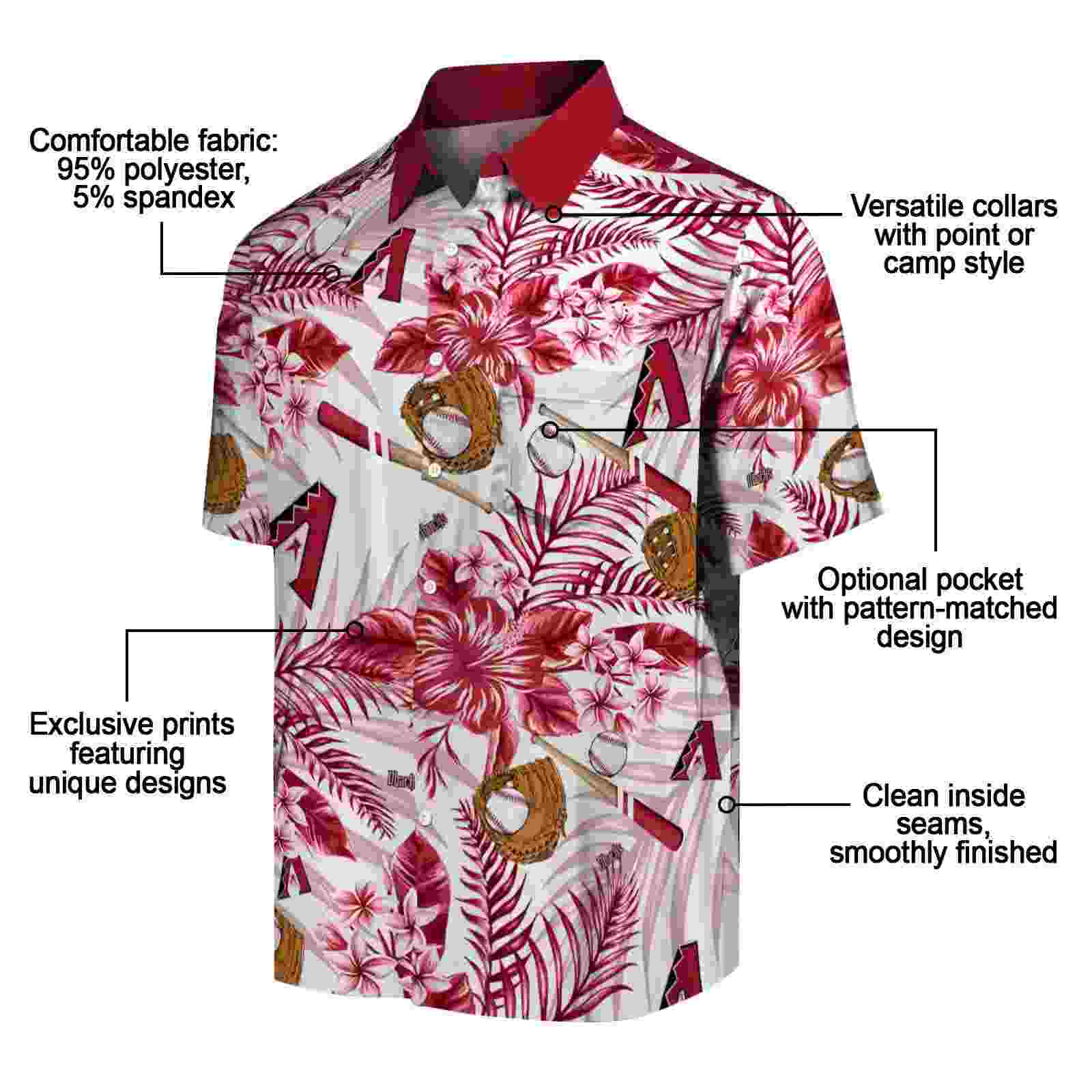 personalized arizona diamondbacks floral baseball red white hawaiian shirt new arrival