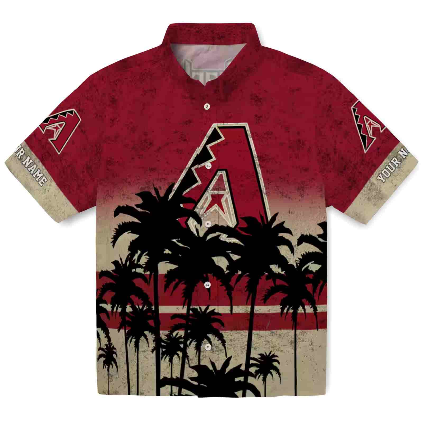 Personalized Arizona Diamondbacks Sunset Pattern Red Black Hawaiian Shirt