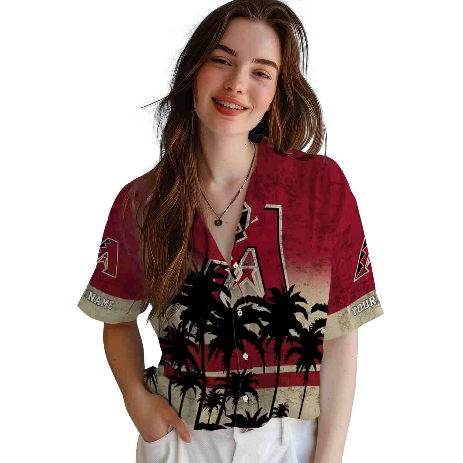 personalized arizona diamondbacks sunset pattern red black hawaiian shirt latest model