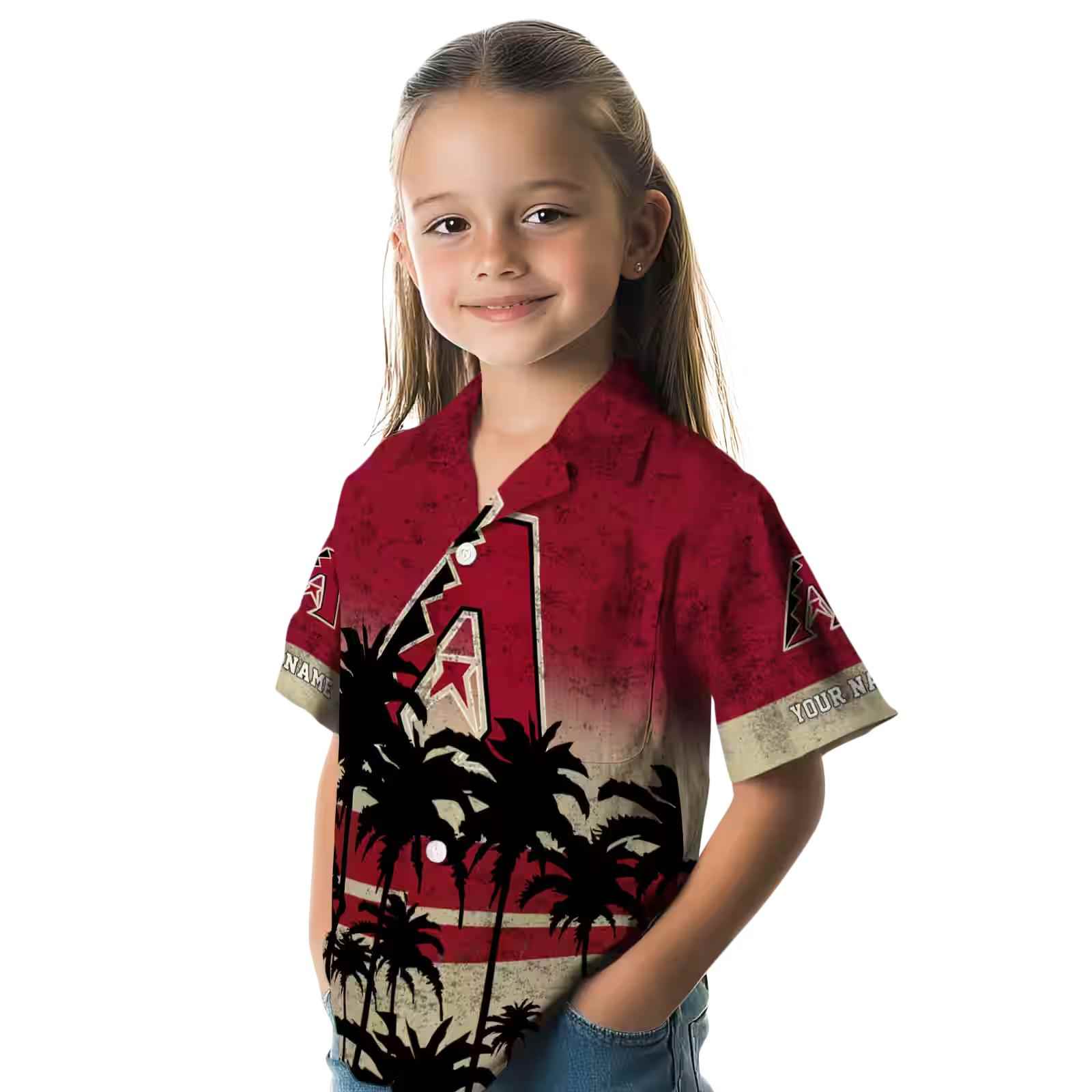 personalized arizona diamondbacks sunset pattern red black hawaiian shirt premium grade