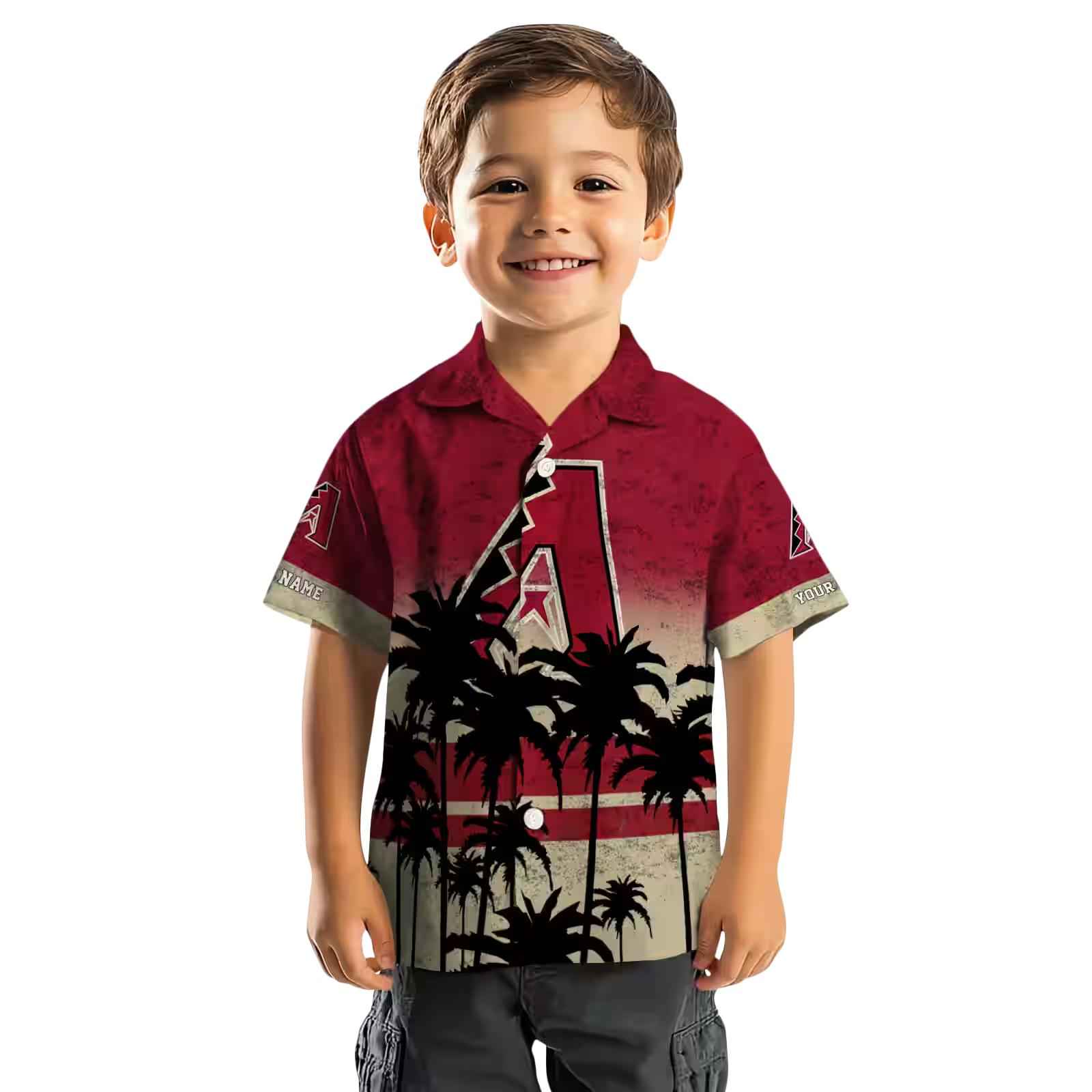 personalized arizona diamondbacks sunset pattern red black hawaiian shirt top rated