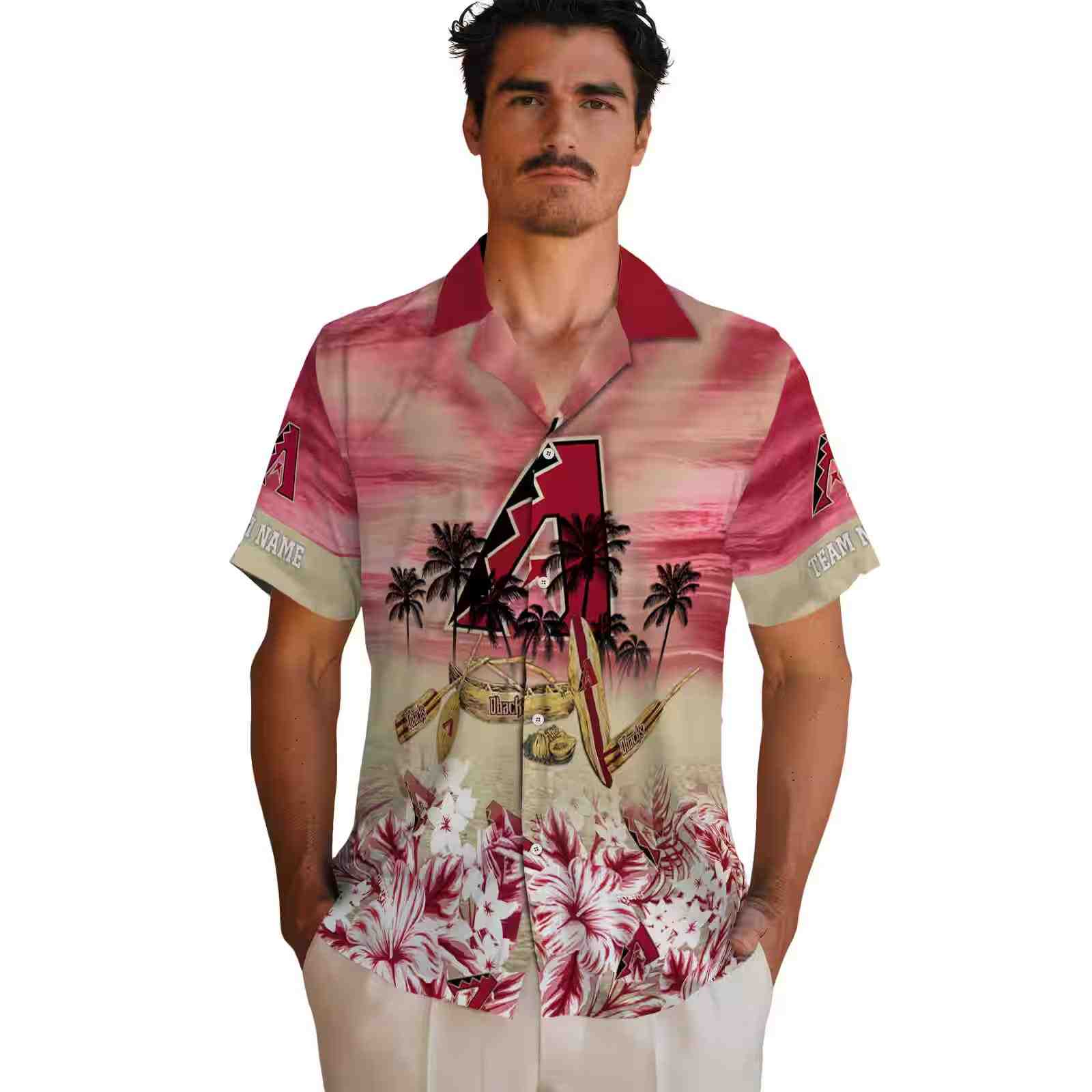 personalized arizona diamondbacks tropical canoe red hawaiian shirt fashion forward