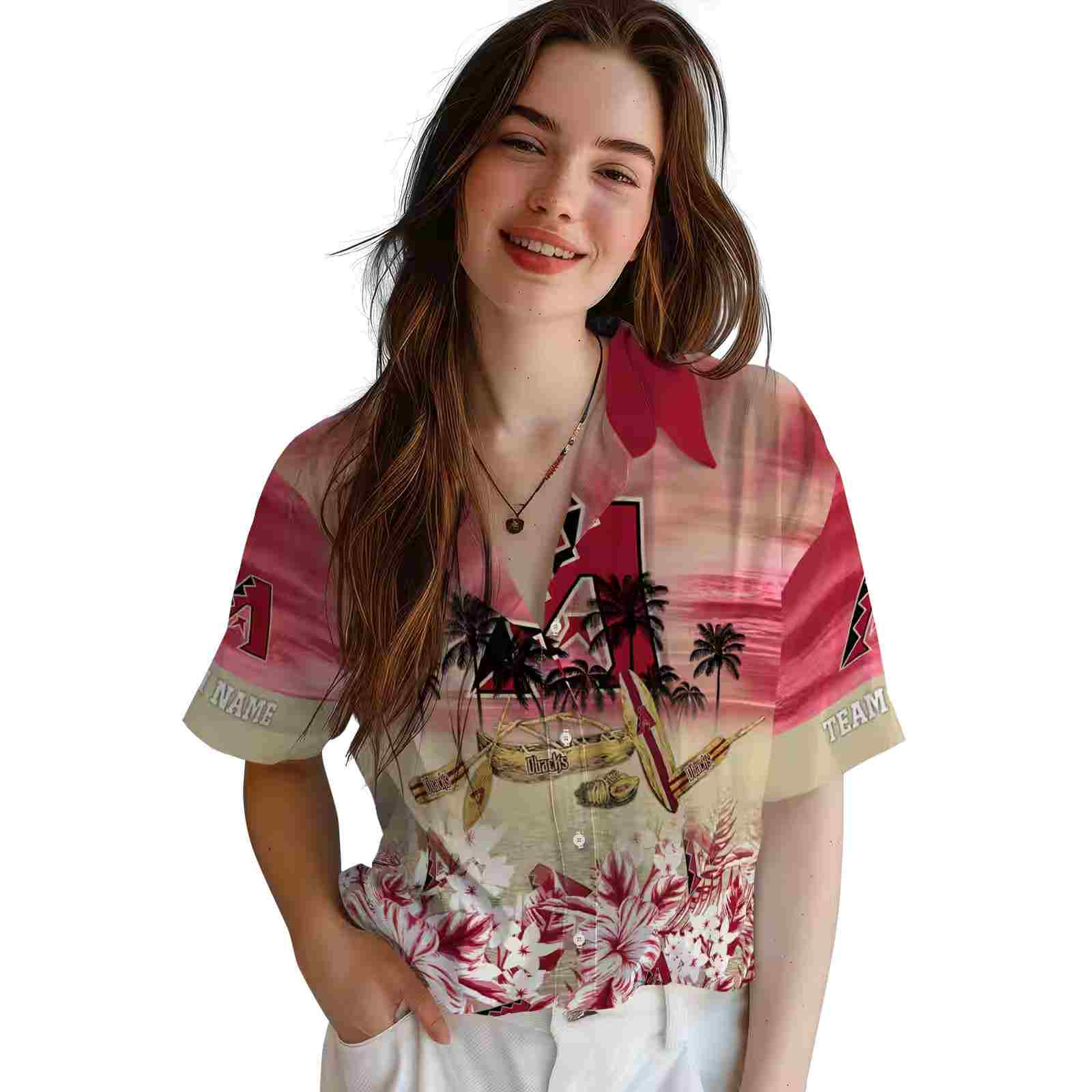 personalized arizona diamondbacks tropical canoe red hawaiian shirt latest model