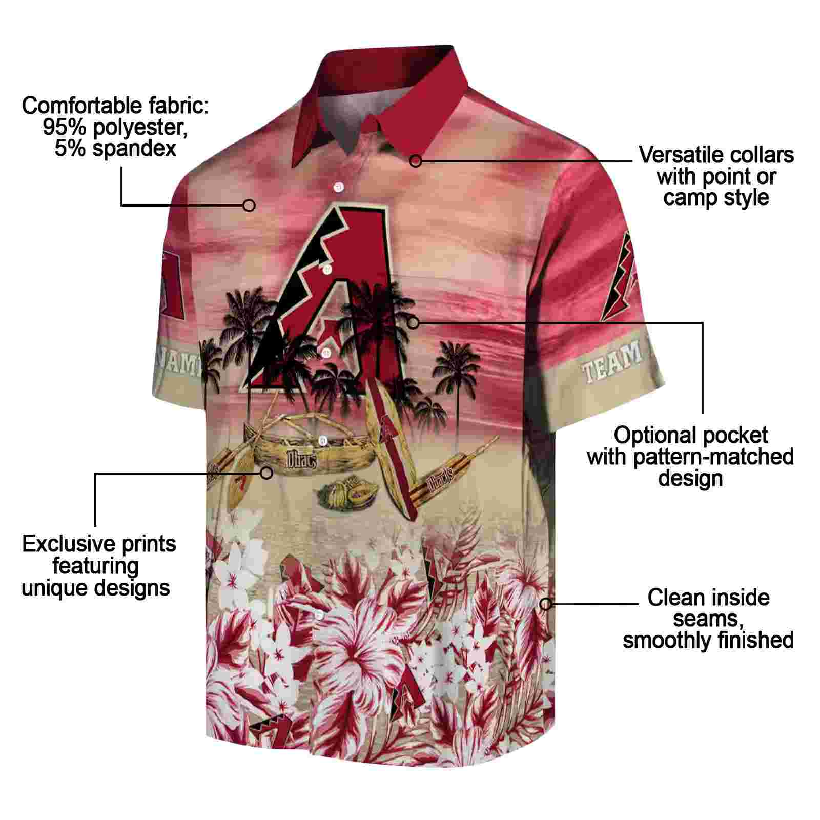 personalized arizona diamondbacks tropical canoe red hawaiian shirt new arrival