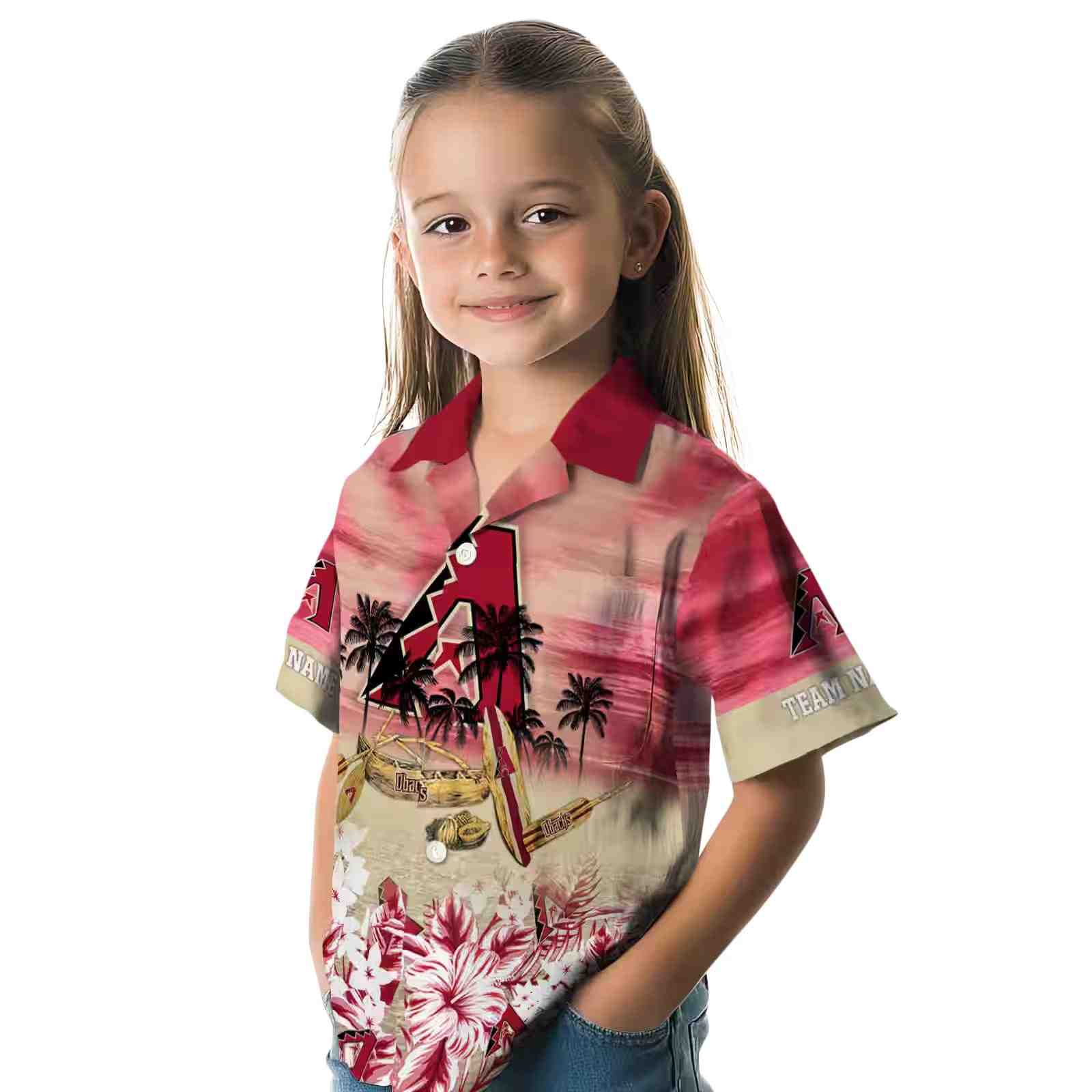 personalized arizona diamondbacks tropical canoe red hawaiian shirt premium grade