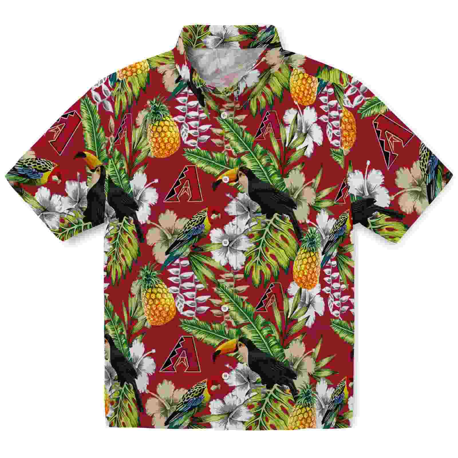 Personalized Arizona Diamondbacks Tropical Toucan Red Green Hawaiian Shirt