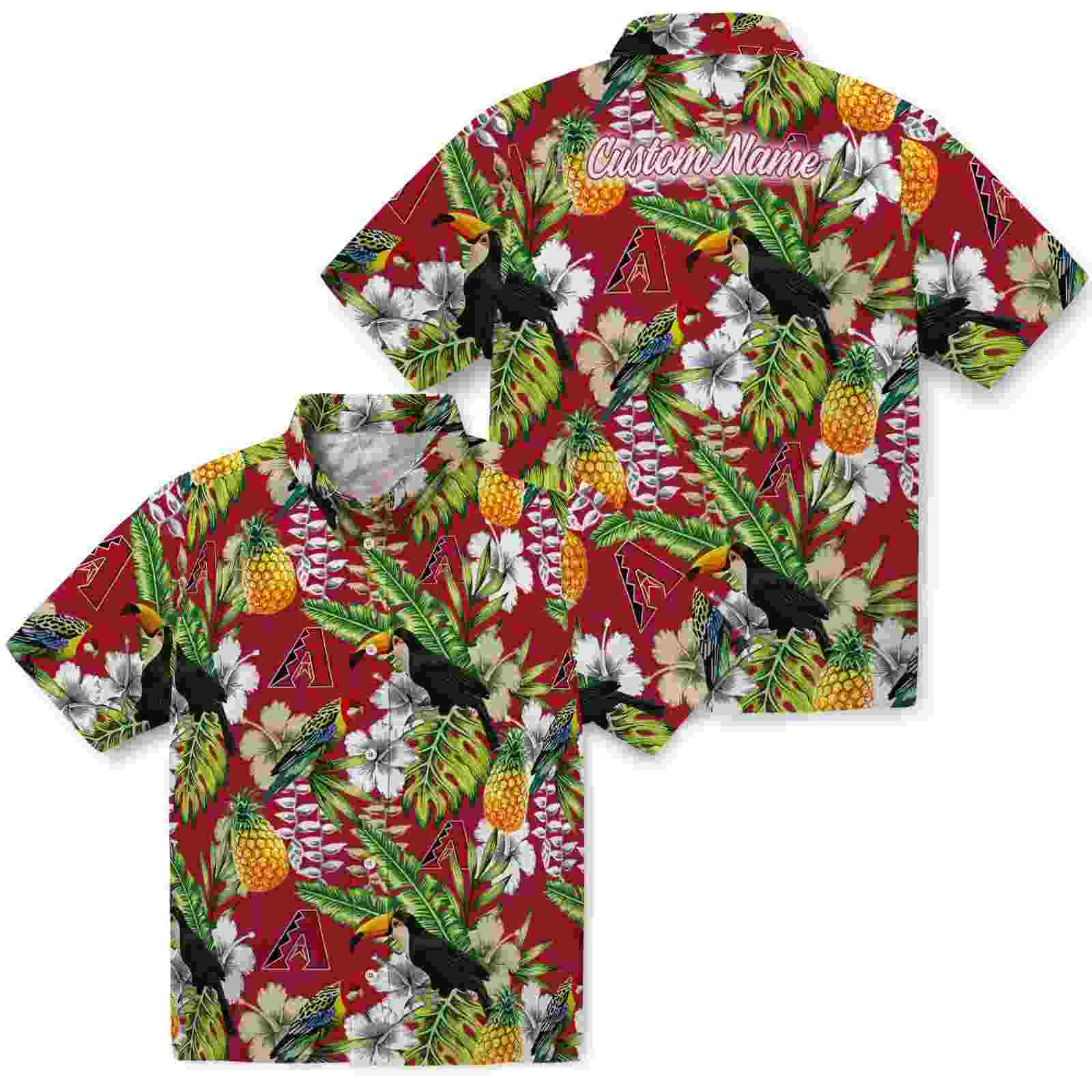 personalized arizona diamondbacks tropical toucan red green hawaiian shirt high quality