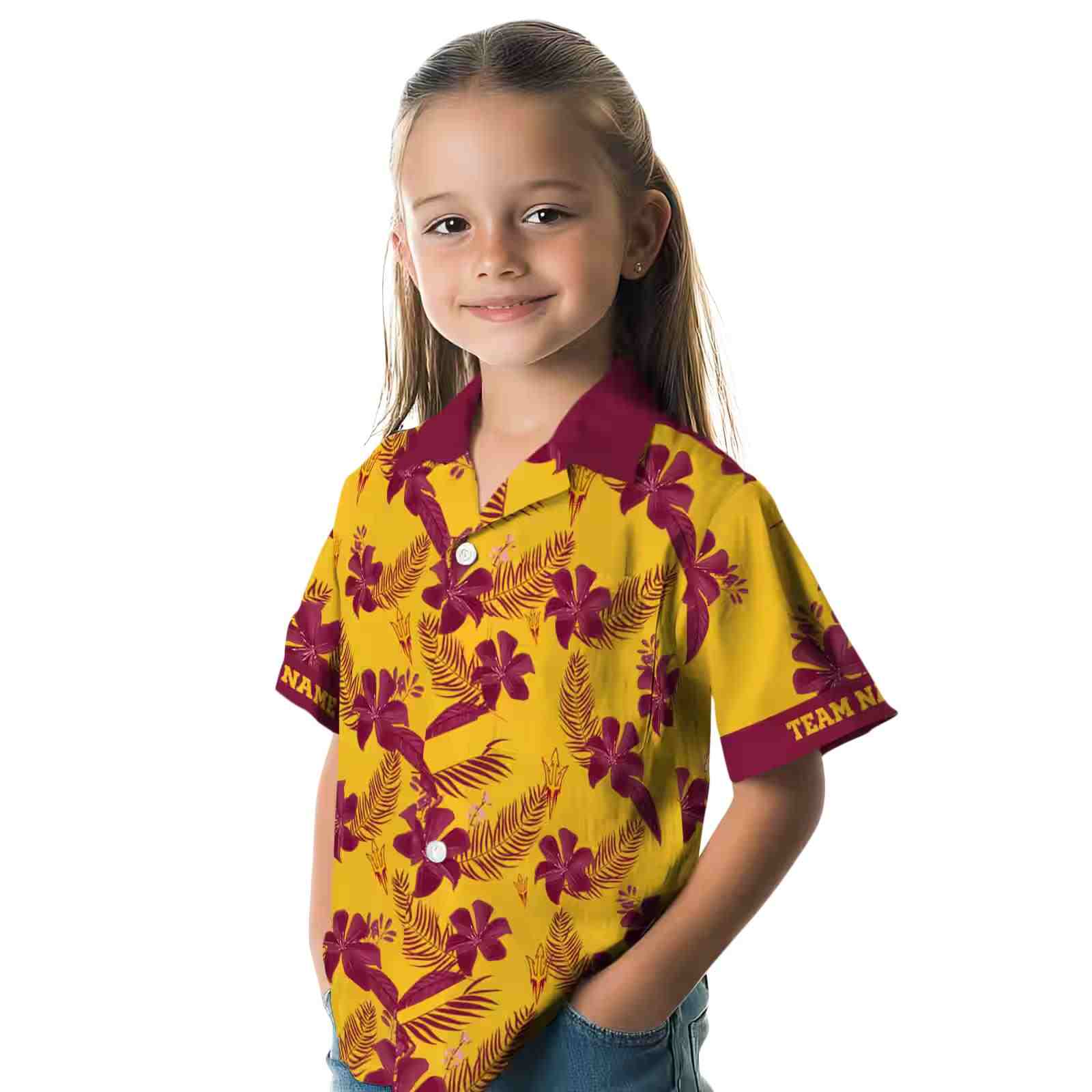 personalized arizona state sun devils botanical print gold hawaiian shirt premium grade