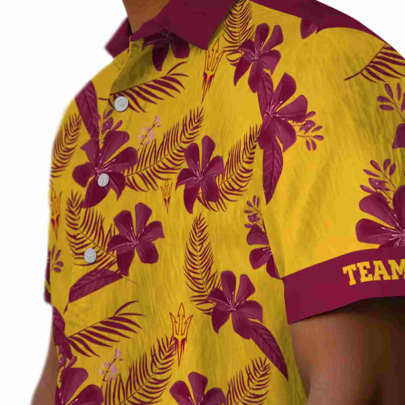 personalized arizona state sun devils botanical print gold hawaiian shirt trendy