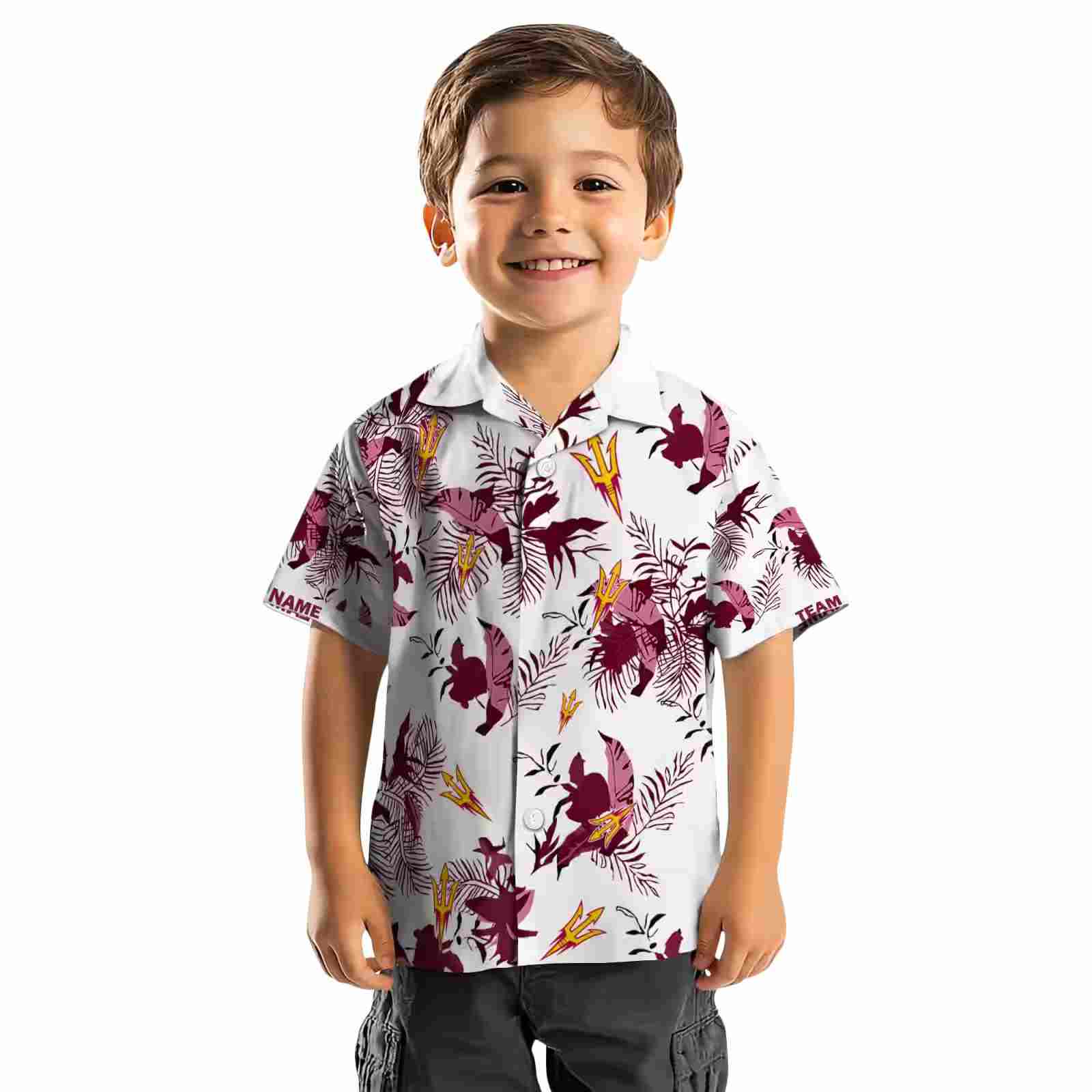 personalized arizona state sun devils botanical theme maroon white hawaiian shirt top rated