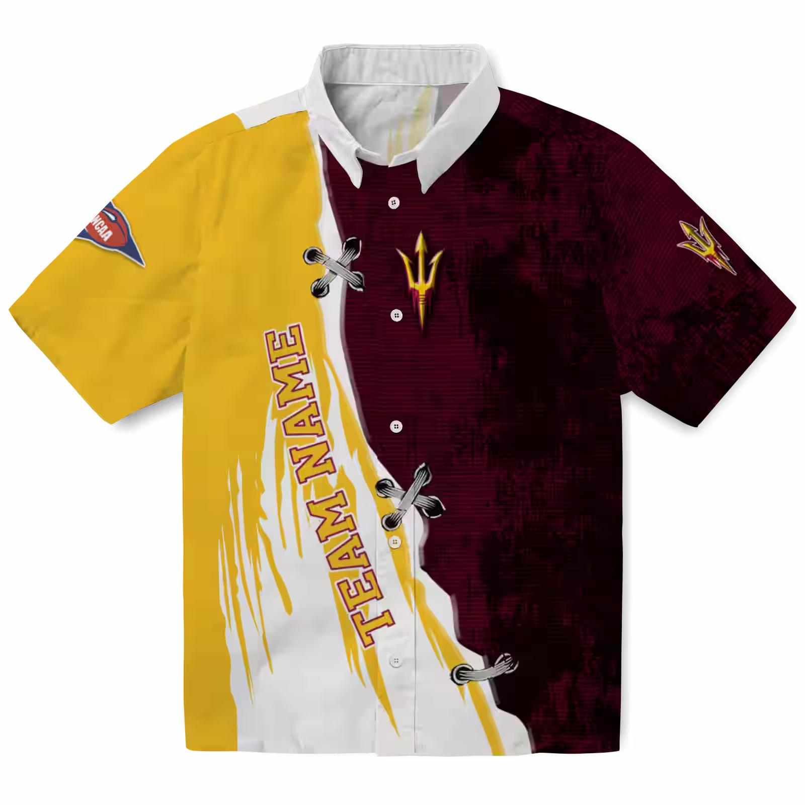 Personalized Arizona State Sun Devils Edgy Streaks Maroon White Hawaiian Shirt