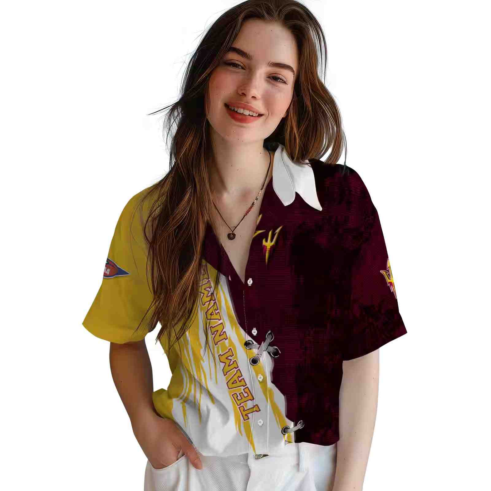 personalized arizona state sun devils edgy streaks maroon white hawaiian shirt latest model