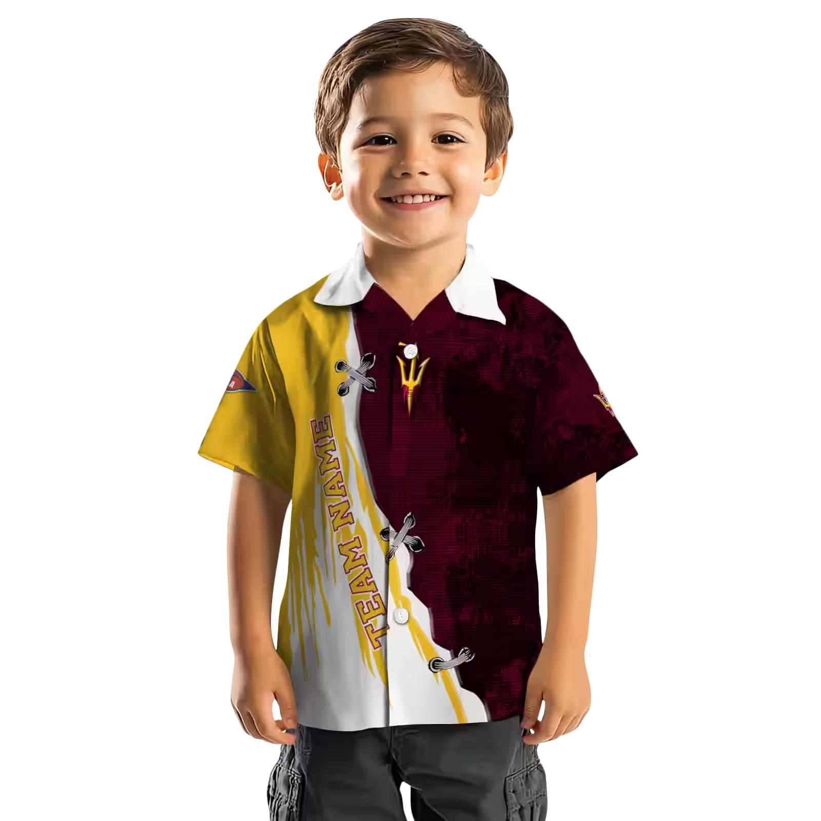 personalized arizona state sun devils edgy streaks maroon white hawaiian shirt top rated