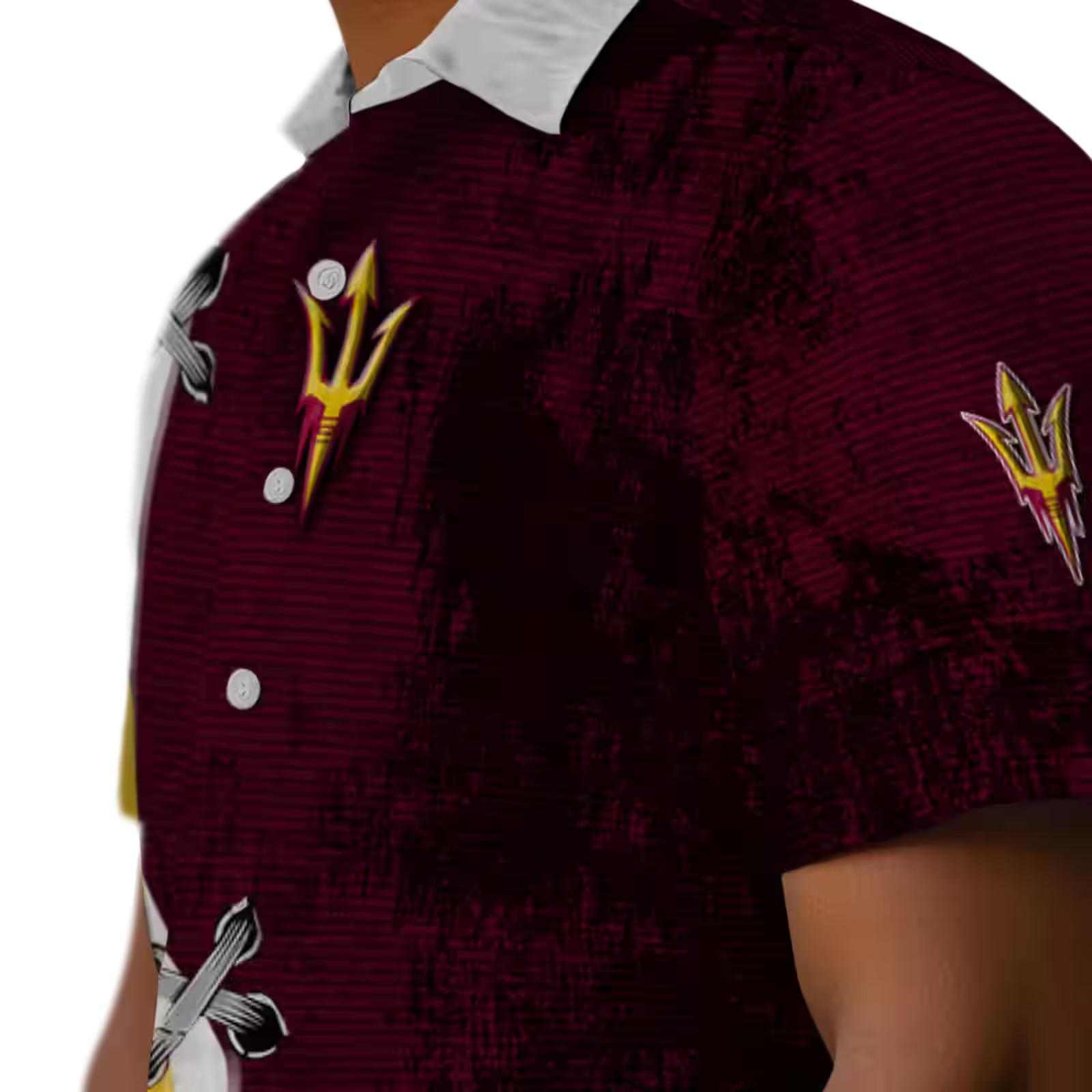 personalized arizona state sun devils edgy streaks maroon white hawaiian shirt trendy