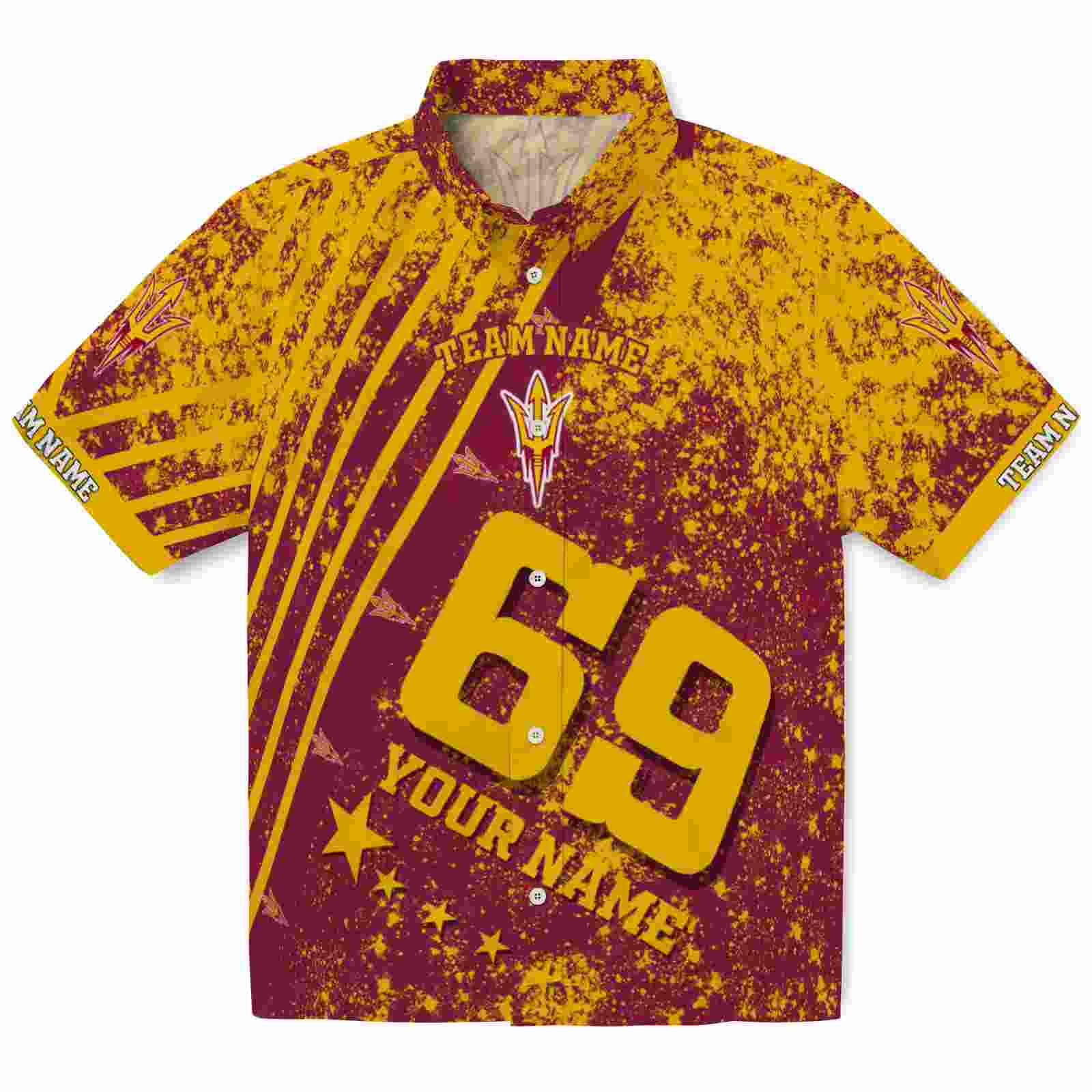 Personalized Arizona State Sun Devils Star Stripes Maroon Hawaiian Shirt