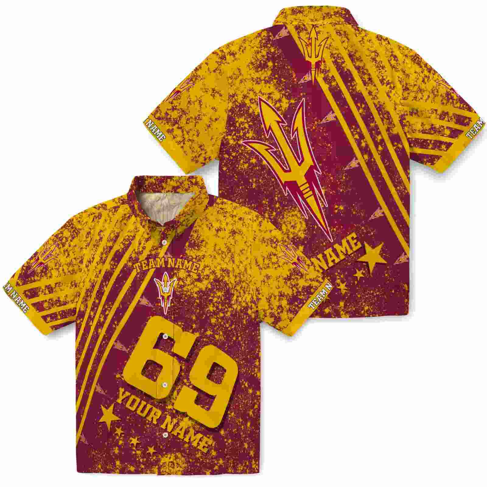 personalized arizona state sun devils star stripes maroon hawaiian shirt high quality