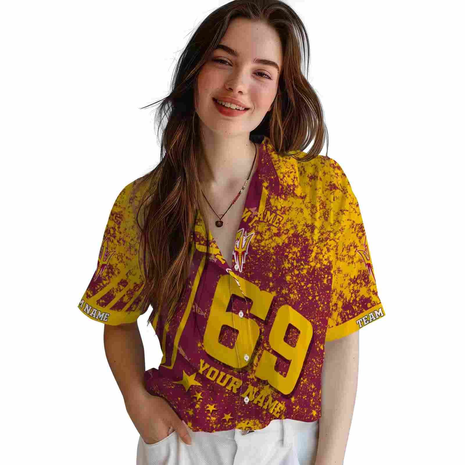 personalized arizona state sun devils star stripes maroon hawaiian shirt latest model