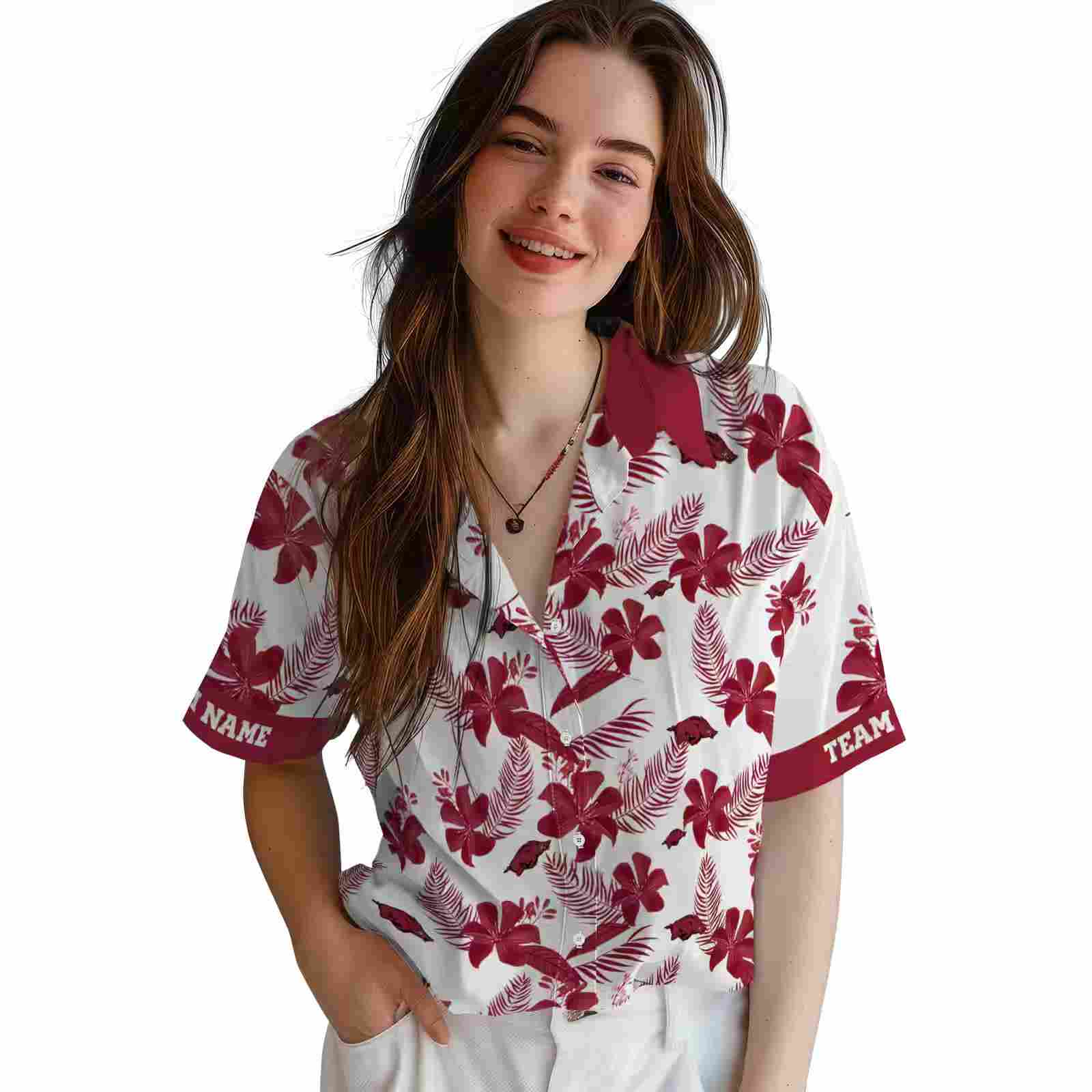 personalized arkansas razorbacks botanical print white hawaiian shirt latest model