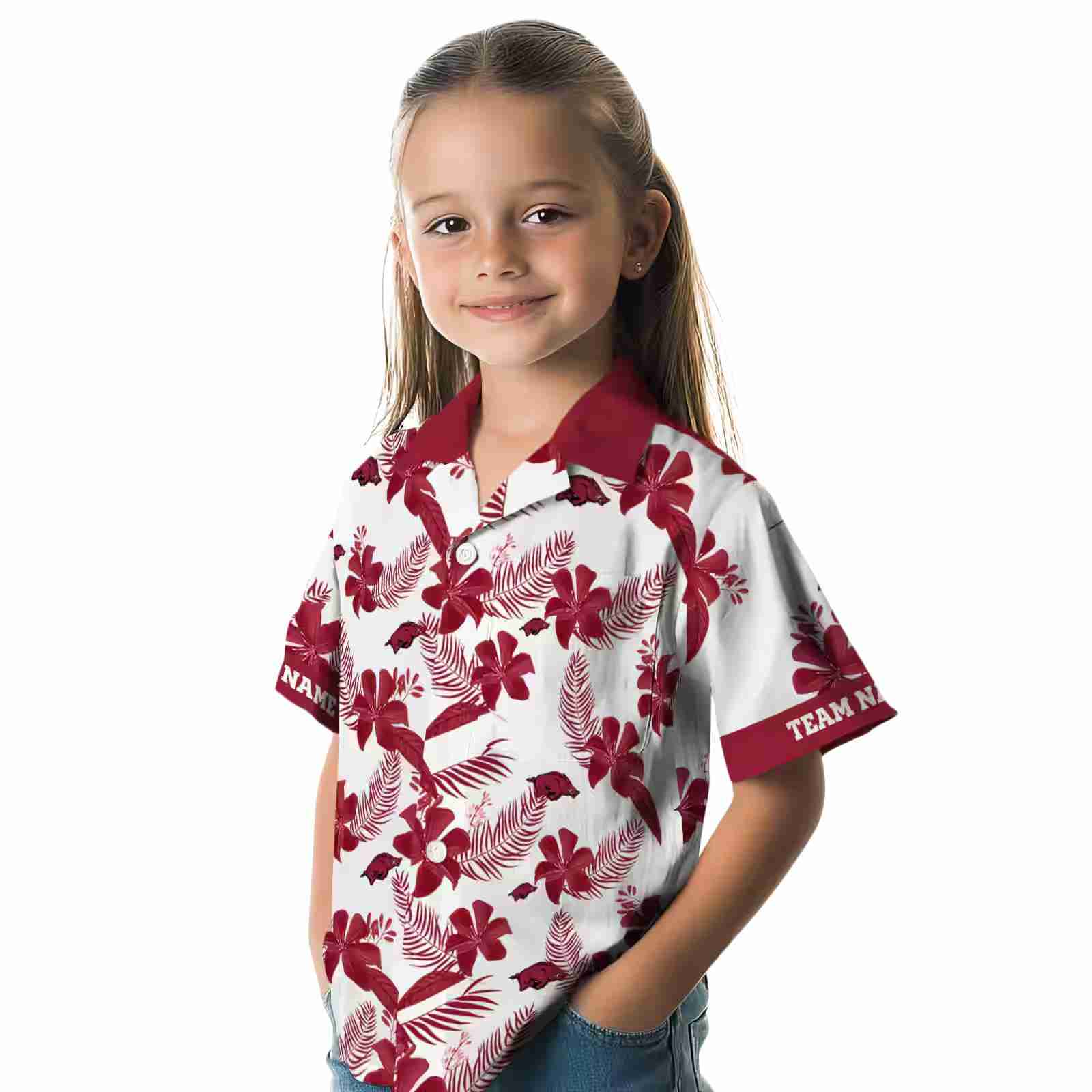 personalized arkansas razorbacks botanical print white hawaiian shirt premium grade