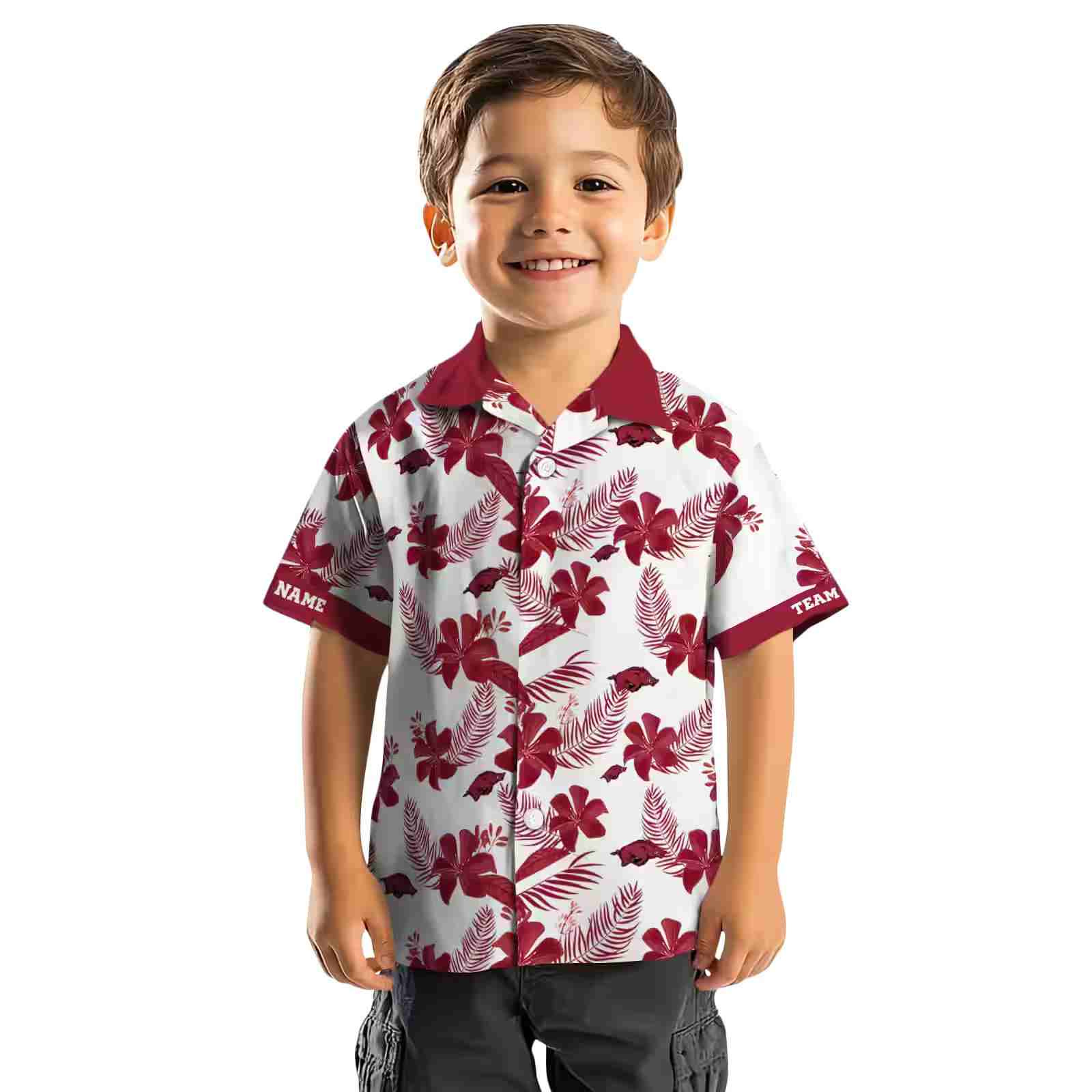 personalized arkansas razorbacks botanical print white hawaiian shirt top rated