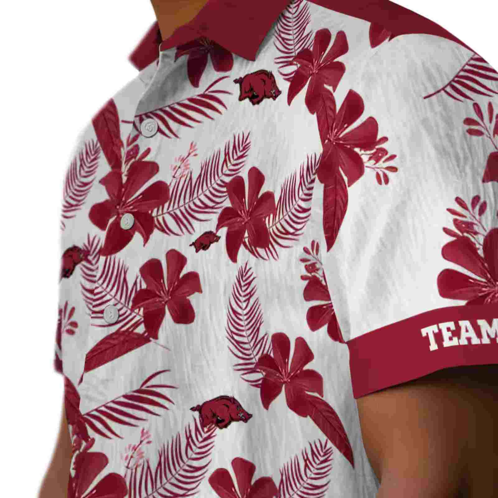 personalized arkansas razorbacks botanical print white hawaiian shirt trendy