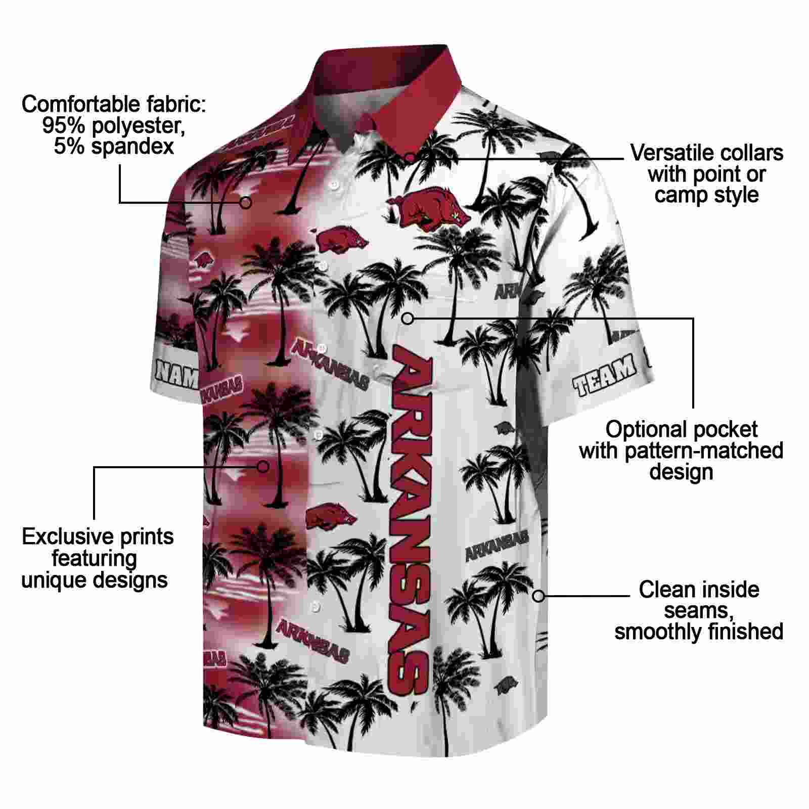 personalized arkansas razorbacks palm silhouettes red hawaiian shirt new arrival