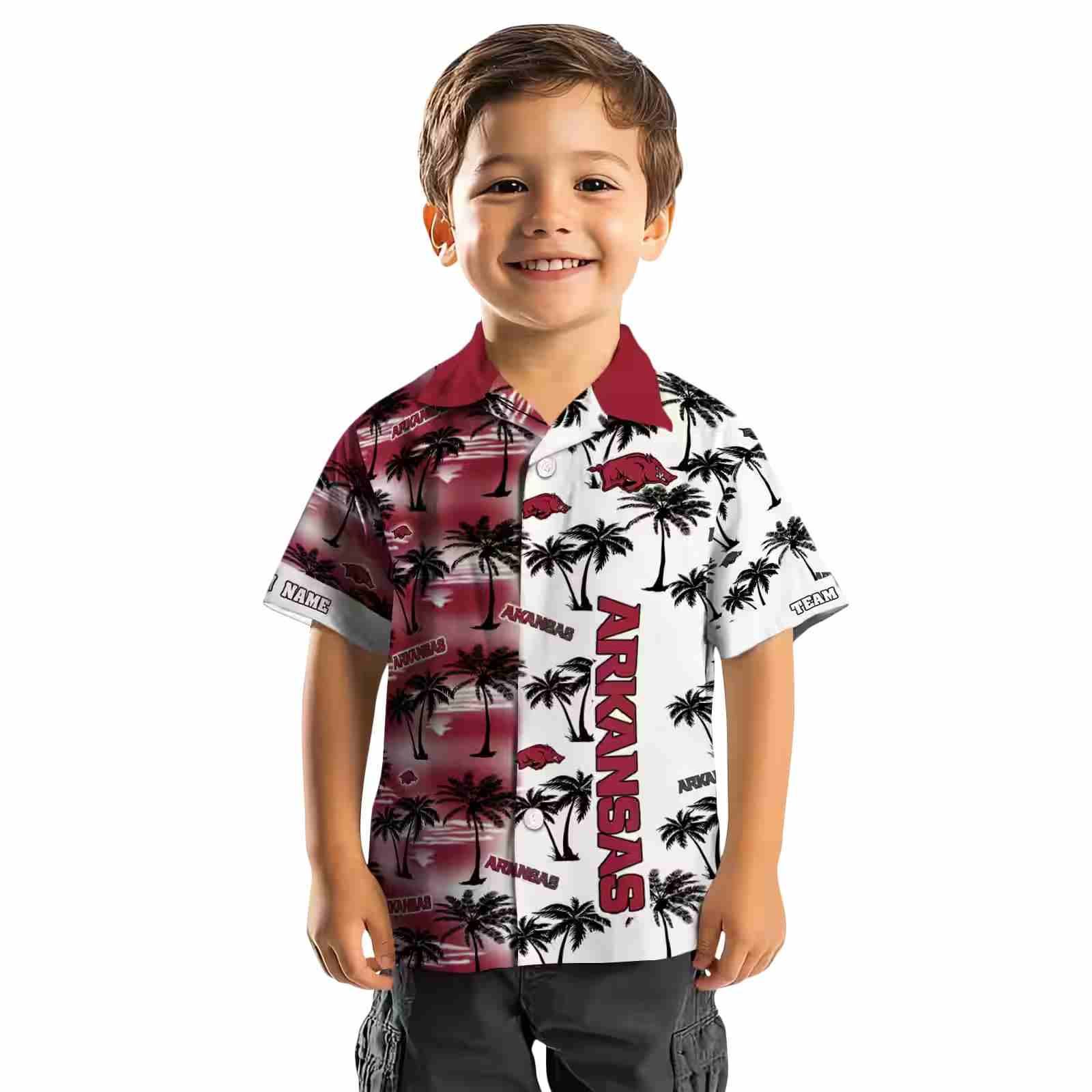 personalized arkansas razorbacks palm silhouettes red hawaiian shirt top rated