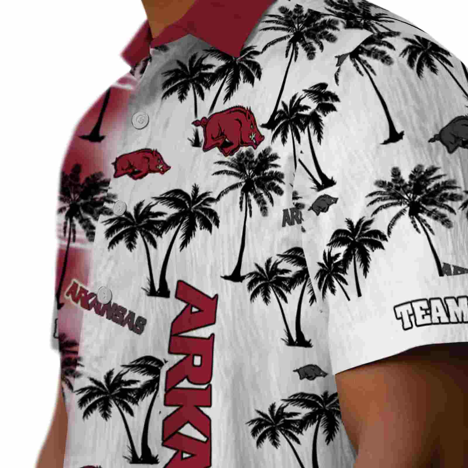 personalized arkansas razorbacks palm silhouettes red hawaiian shirt trendy