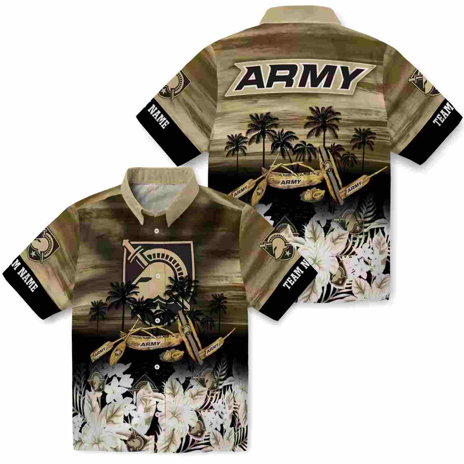 personalized army black knights tropical canoe gold hawaiian shirt high quality