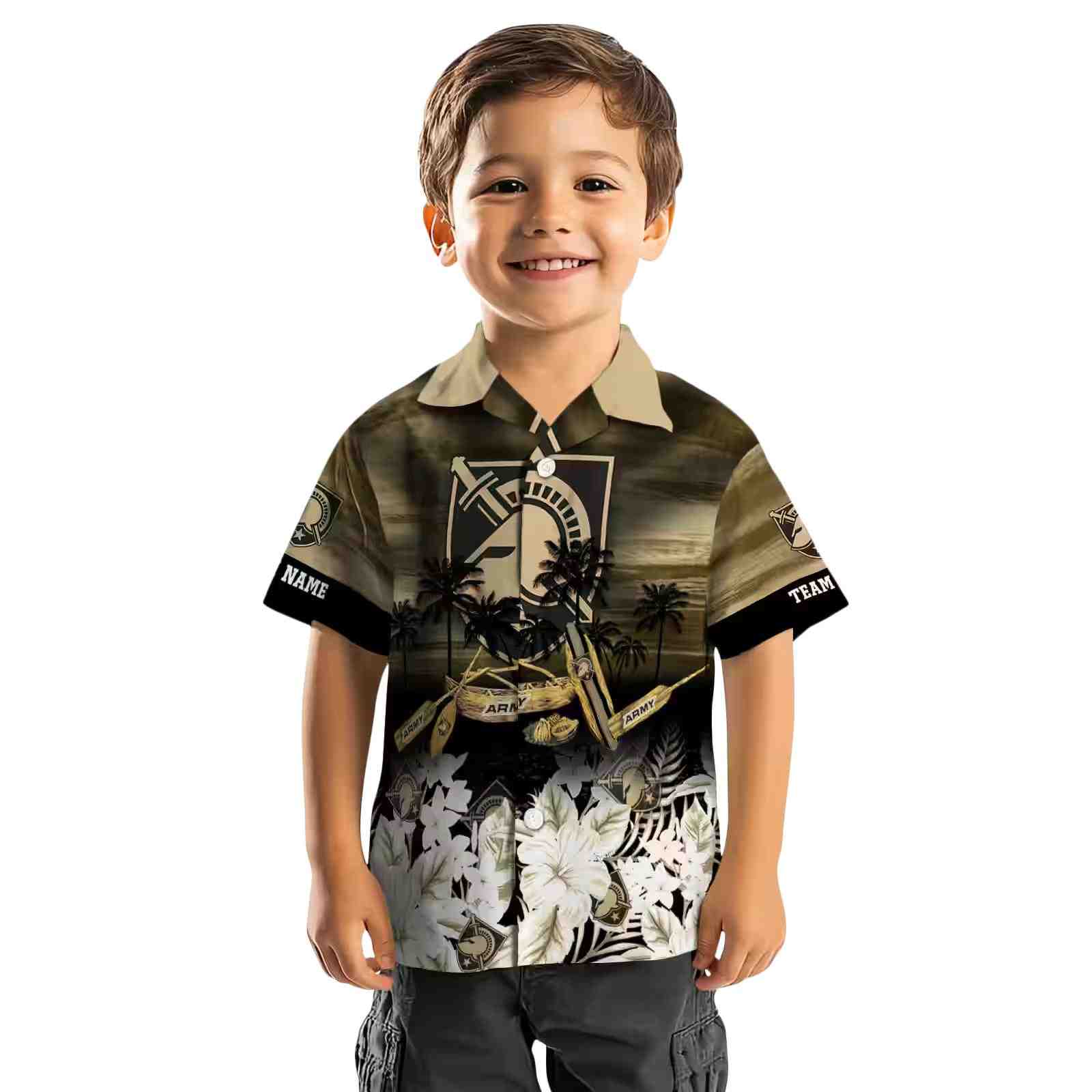 personalized army black knights tropical canoe gold hawaiian shirt top rated