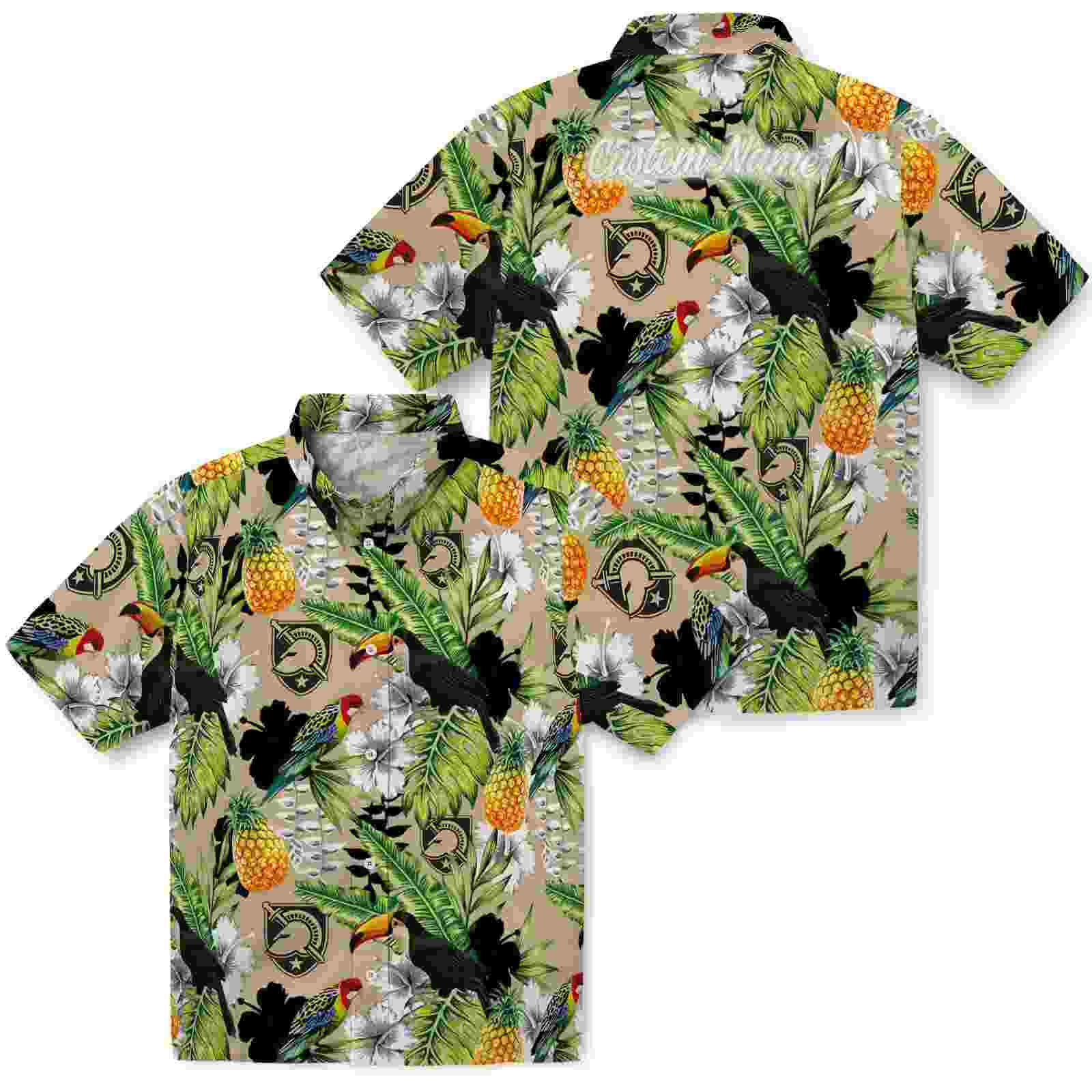 personalized army black knights tropical toucan gold green hawaiian shirt high quality