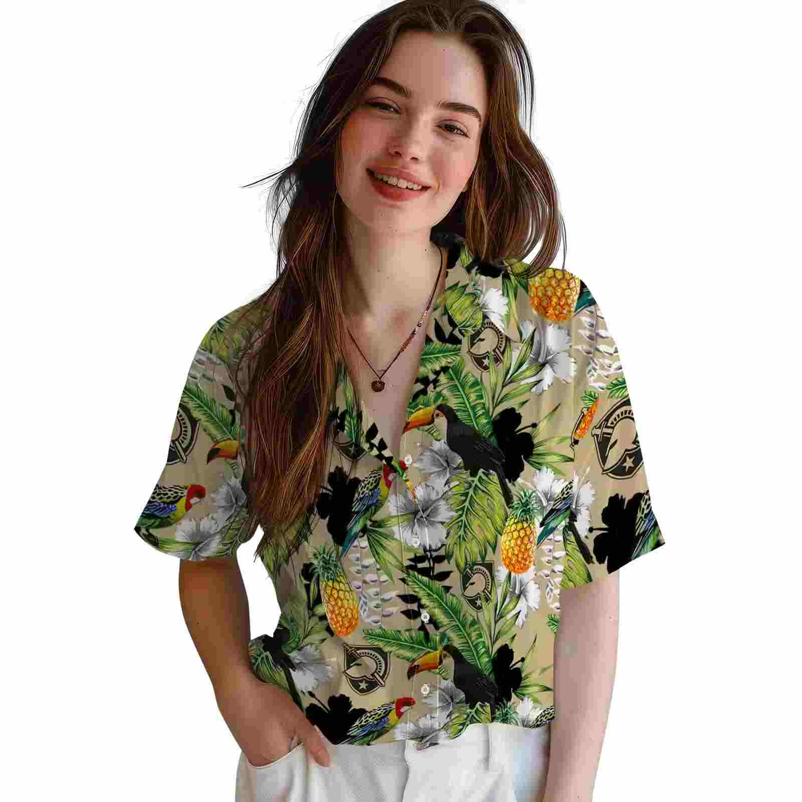 personalized army black knights tropical toucan gold green hawaiian shirt latest model