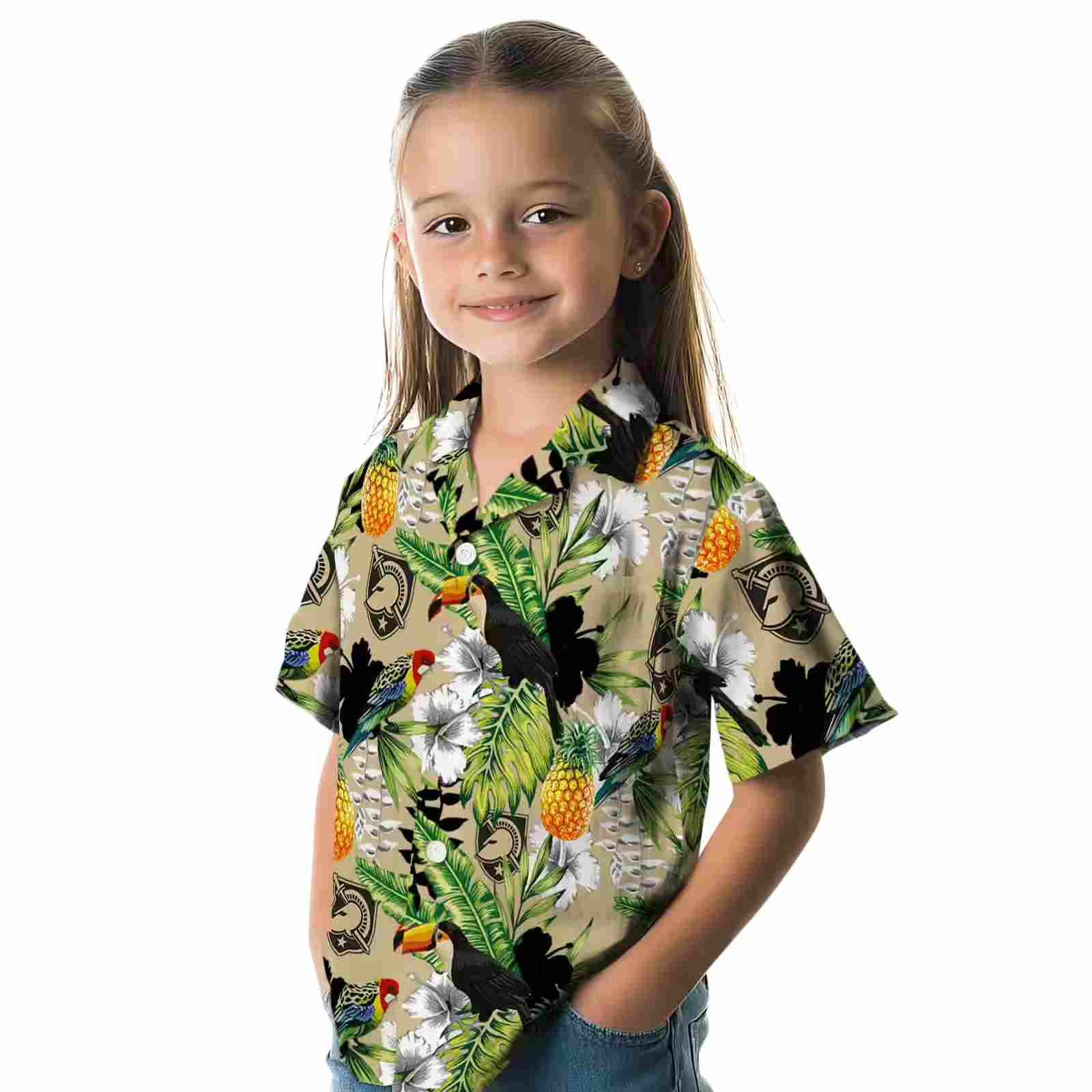 personalized army black knights tropical toucan gold green hawaiian shirt premium grade