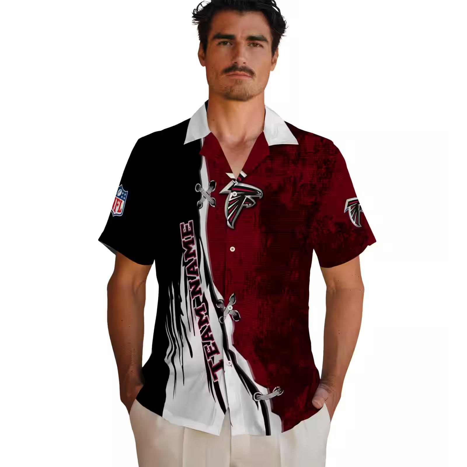 personalized atlanta falcons edgy streaks red white hawaiian shirt fashion forward