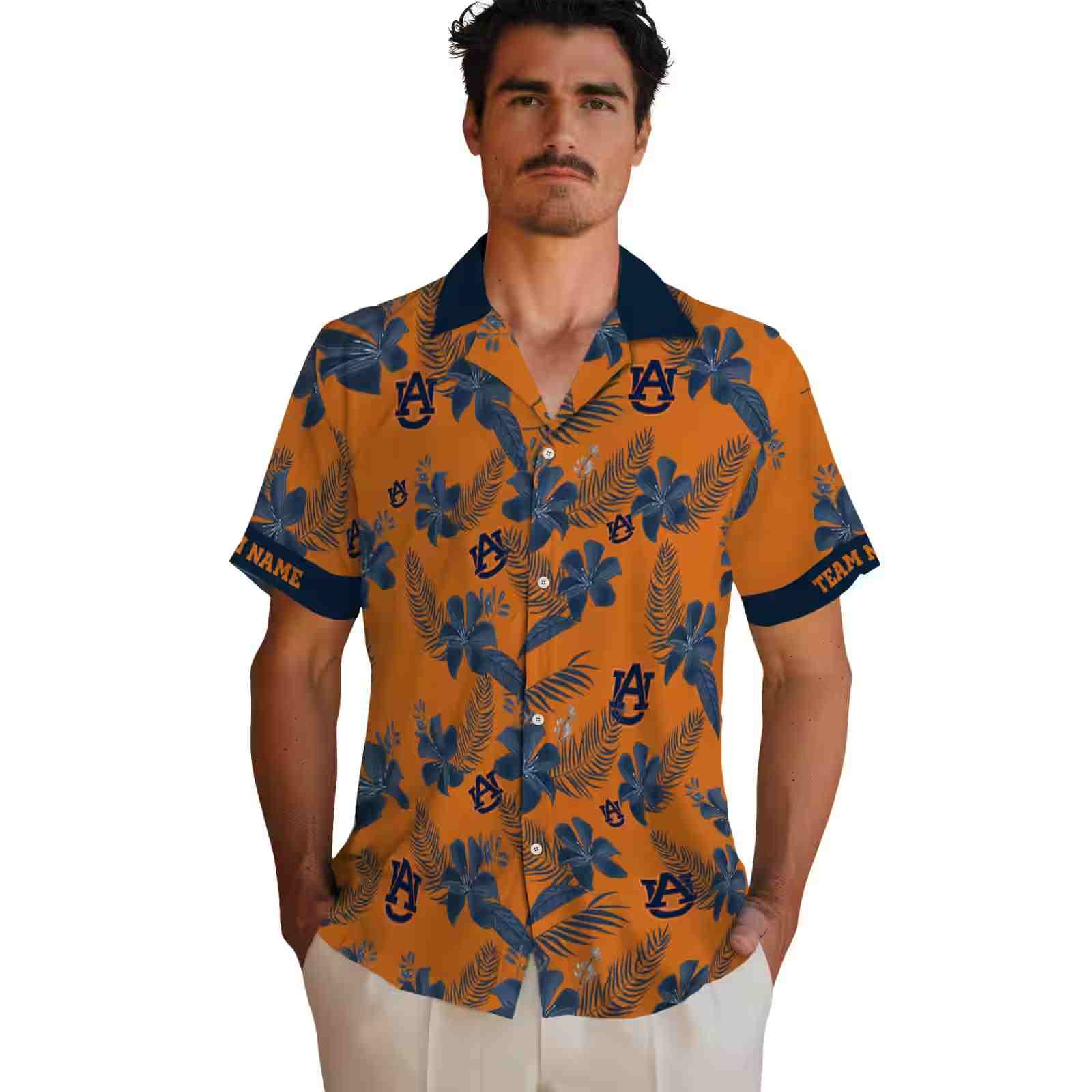 personalized auburn tigers botanical print orange hawaiian shirt fashion forward