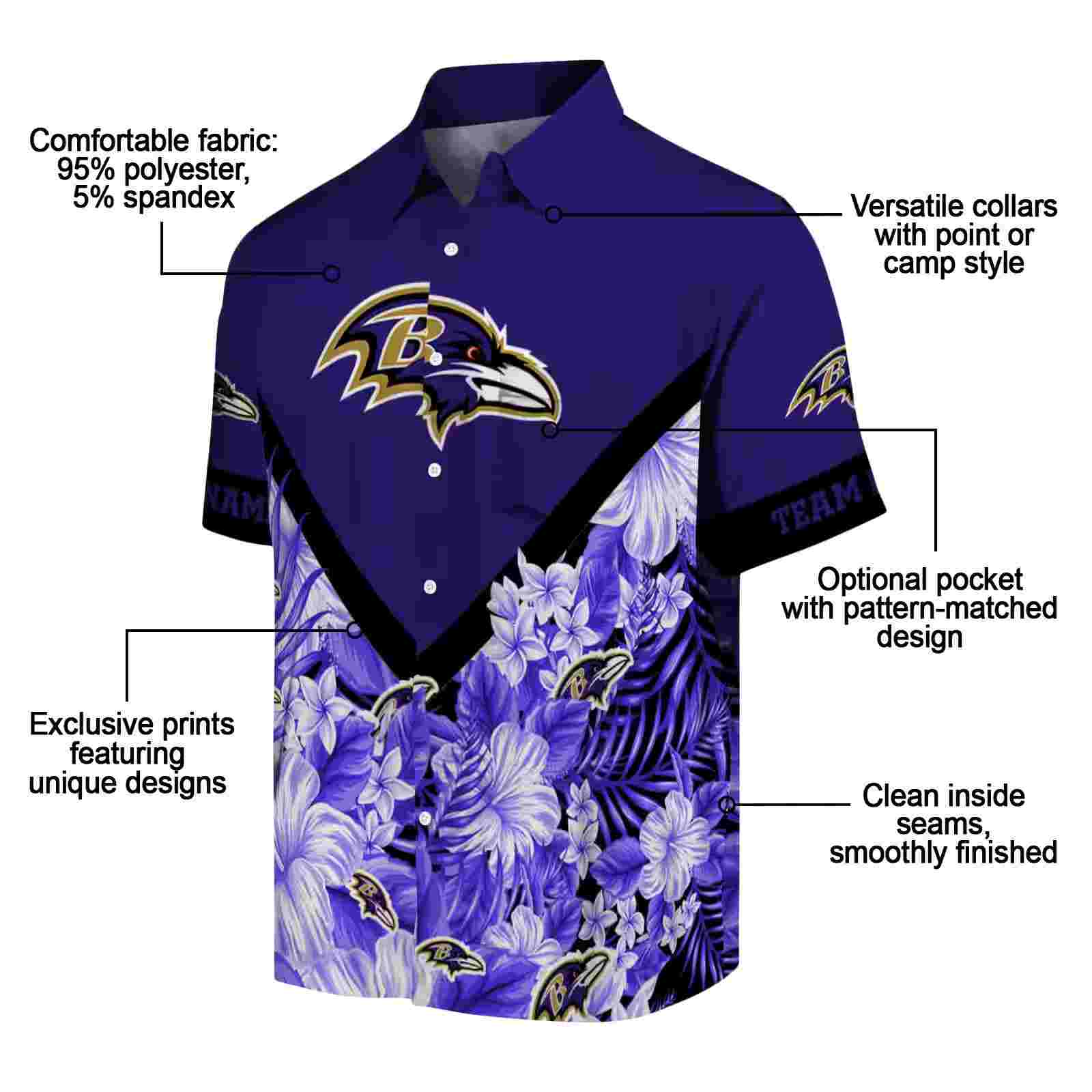 personalized baltimore ravens floral chevron purple hawaiian shirt new arrival