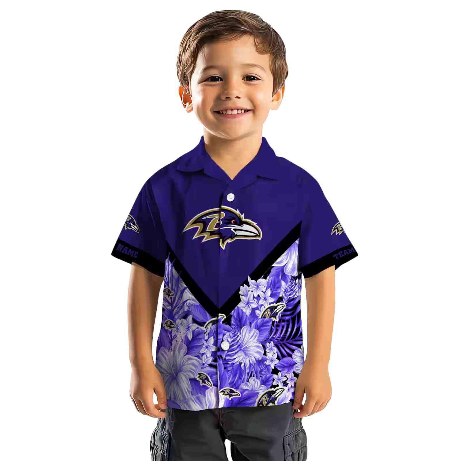 personalized baltimore ravens floral chevron purple hawaiian shirt top rated