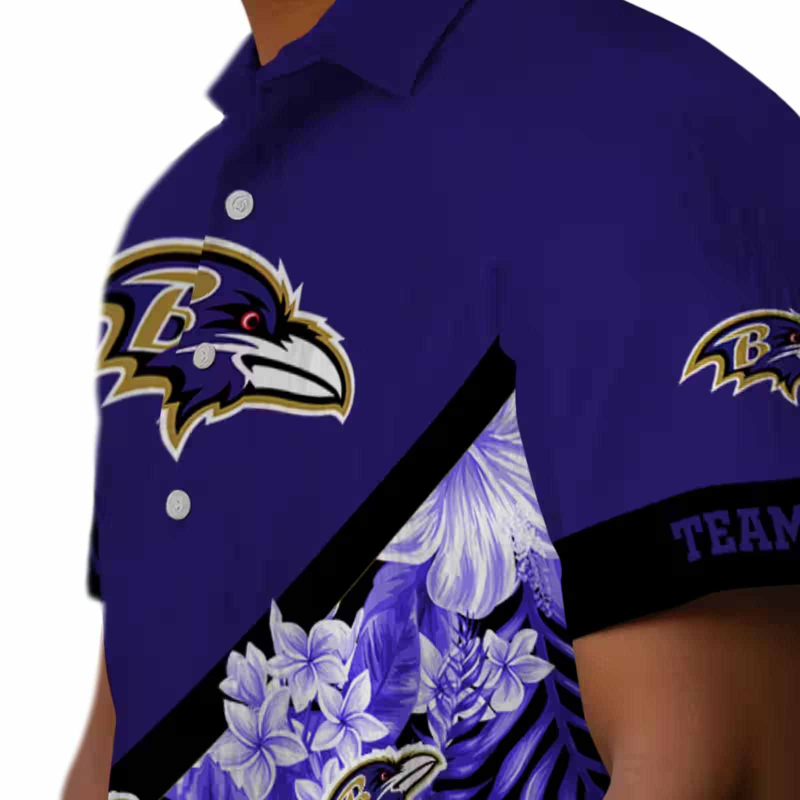personalized baltimore ravens floral chevron purple hawaiian shirt trendy